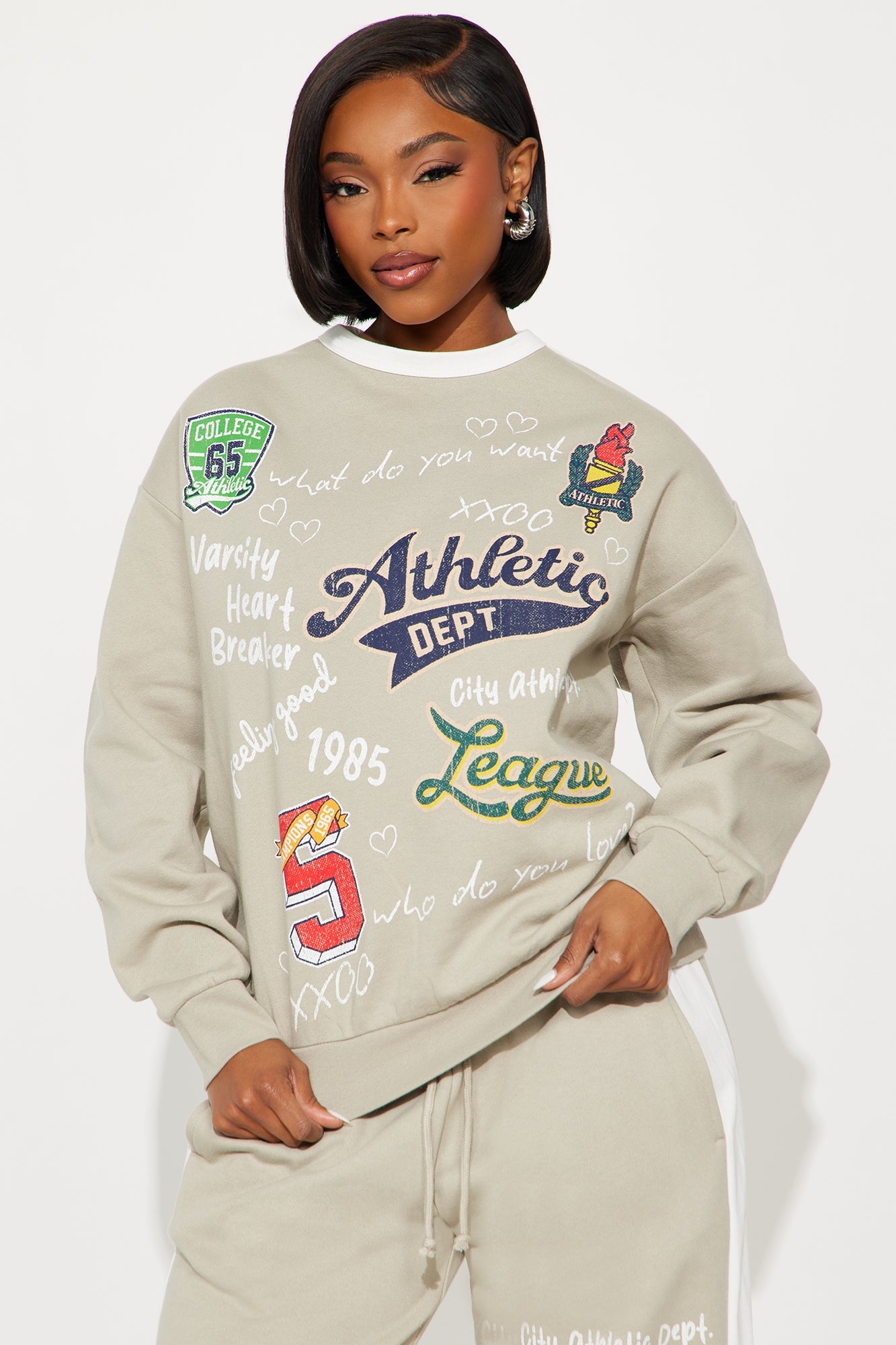 Athletic League Fleece Pant Set - Grey