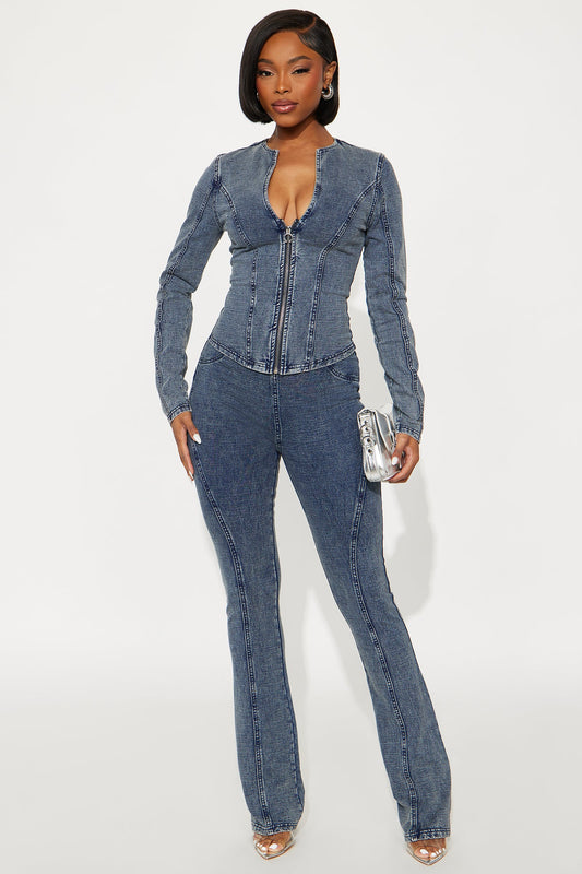 Emilia Washed Pant Set - Denim