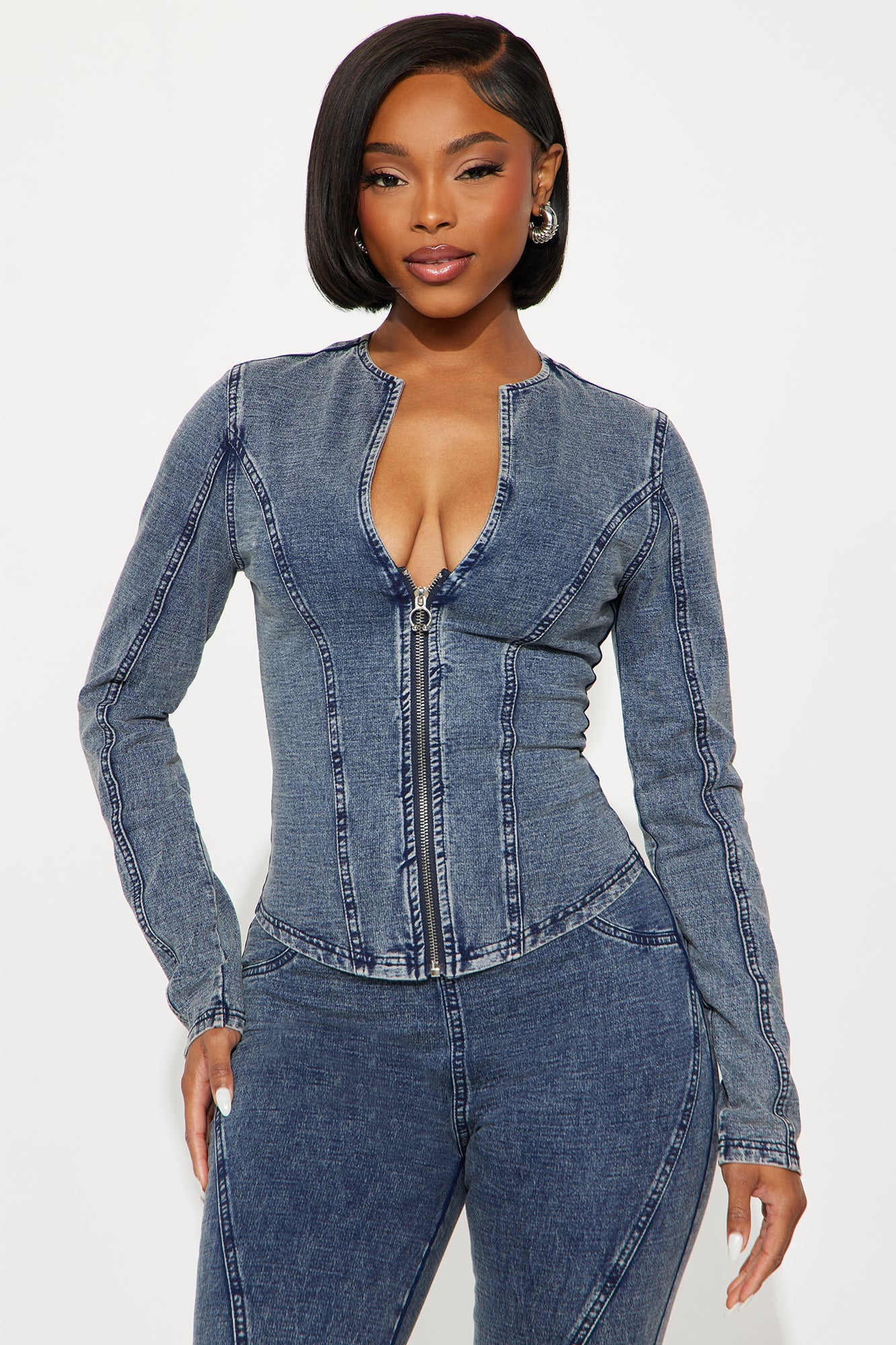 Emilia Washed Pant Set - Denim