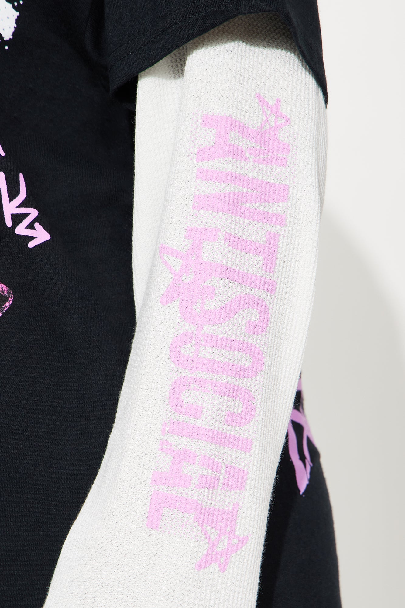 Antisocial Lips Long Sleeve Thermal 2Fer Tee - Black