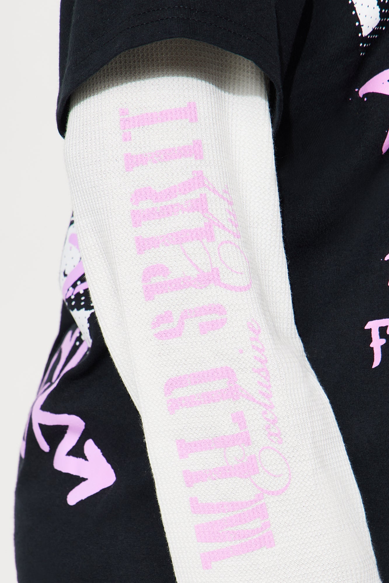 Antisocial Lips Long Sleeve Thermal 2Fer Tee - Black