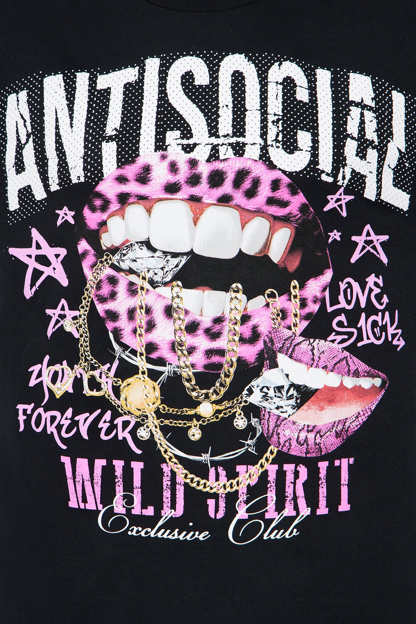 Antisocial Lips Long Sleeve Thermal 2Fer Tee - Black