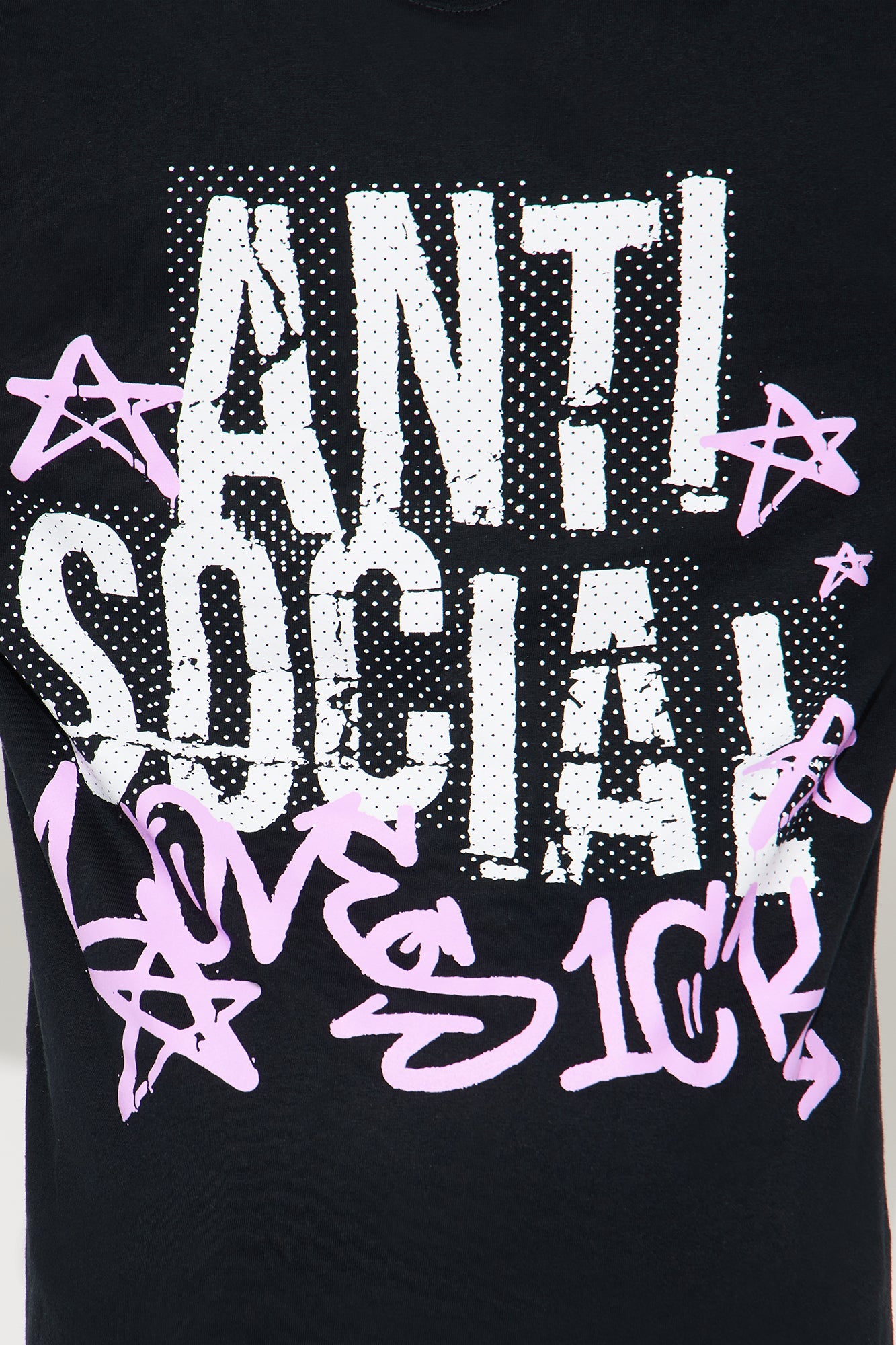 Antisocial Lips Long Sleeve Thermal 2Fer Tee - Black