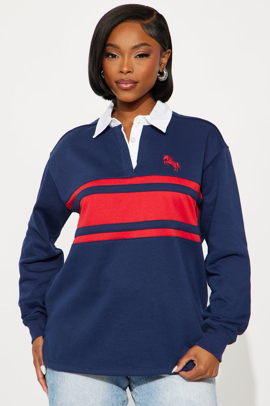 Rugby Days Long Sleeve Polo - Navy