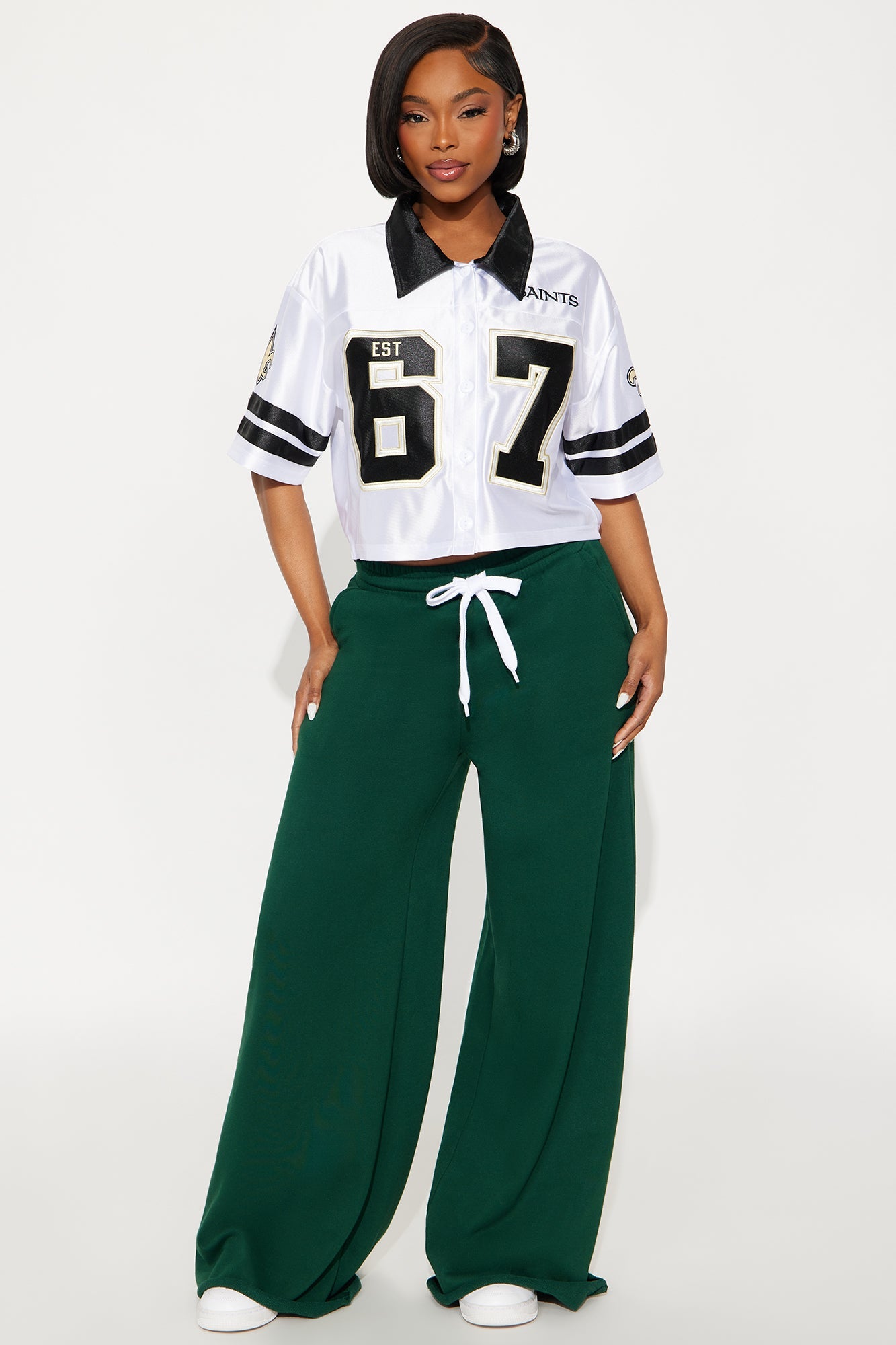 NFL New Orleans Saints Cropped Shirt - White/combo