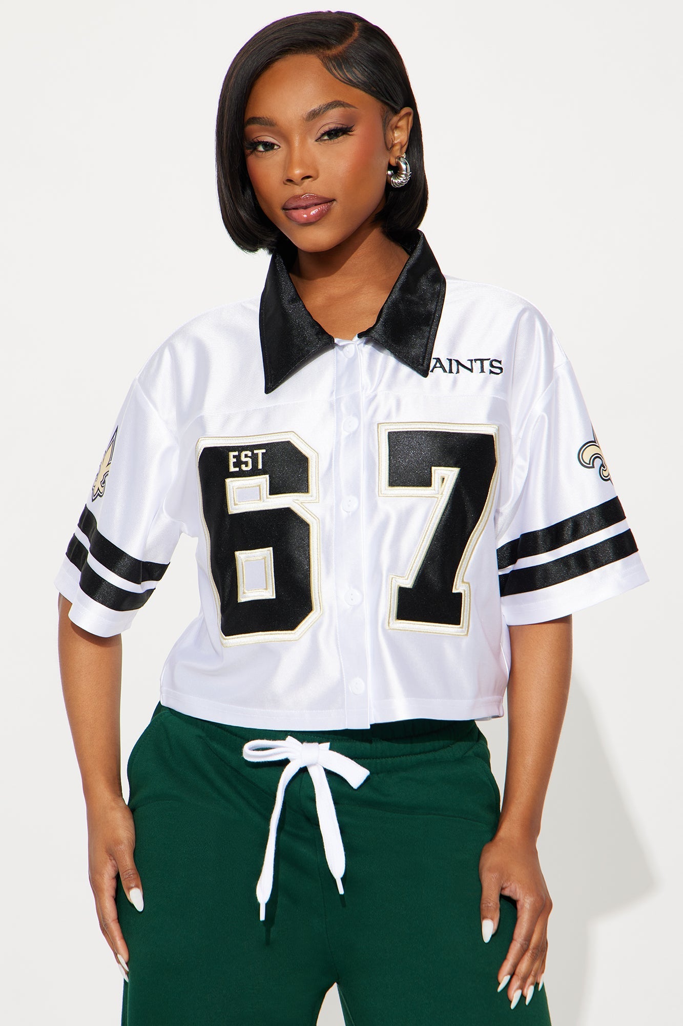 NFL New Orleans Saints Cropped Shirt - White/combo