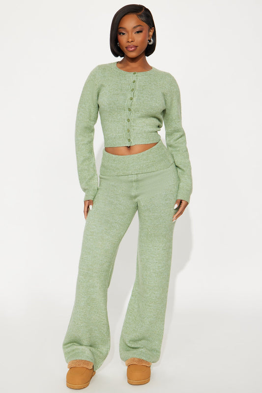 Feeling Cute Sweater Pant Set - Sage
