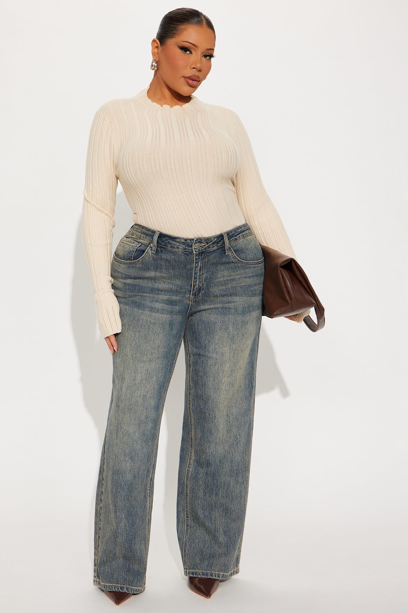 Highs And Lows Stretch Straight Leg Jeans - Vintage Wash