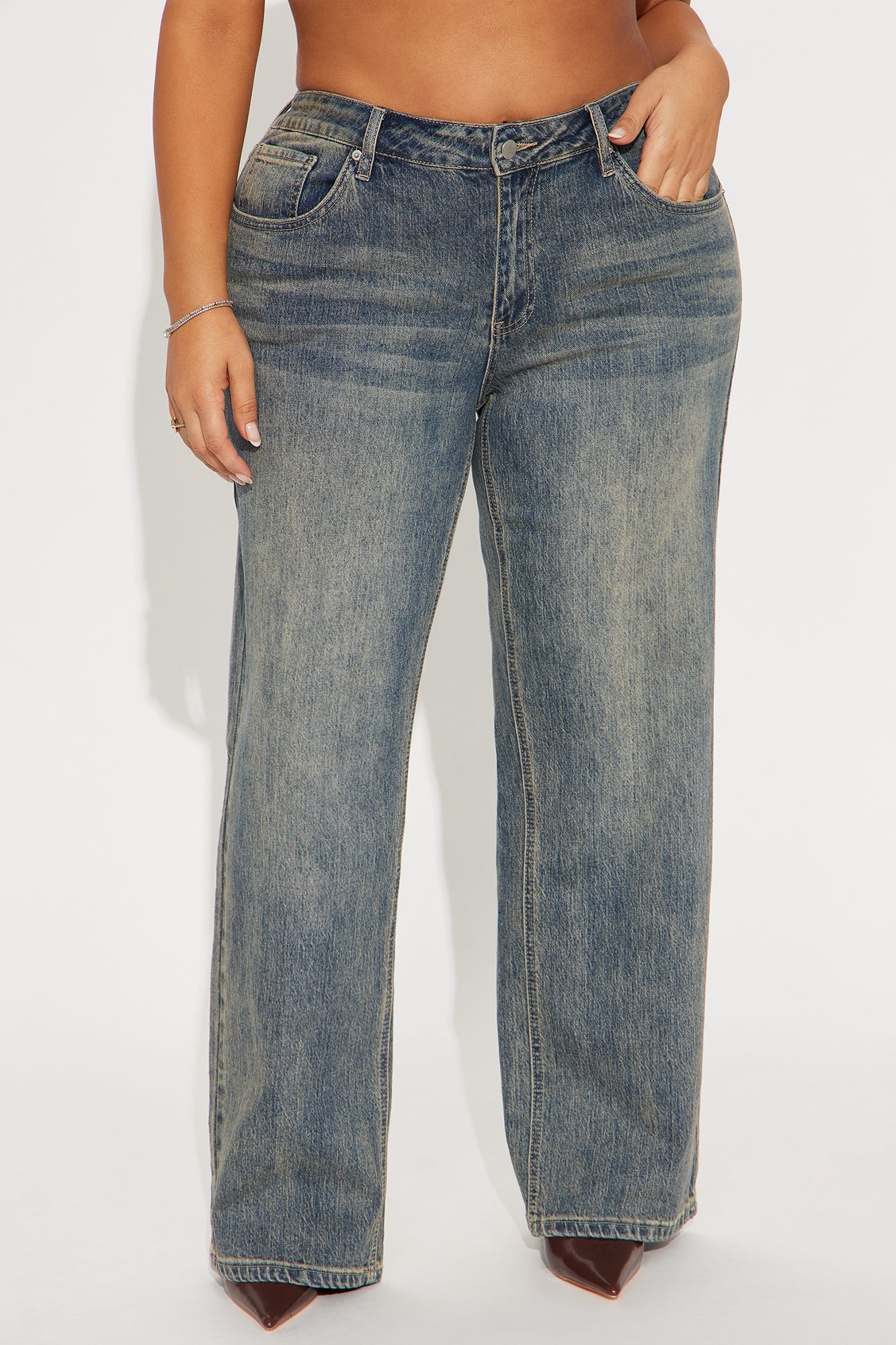 Highs And Lows Stretch Straight Leg Jeans - Vintage Wash