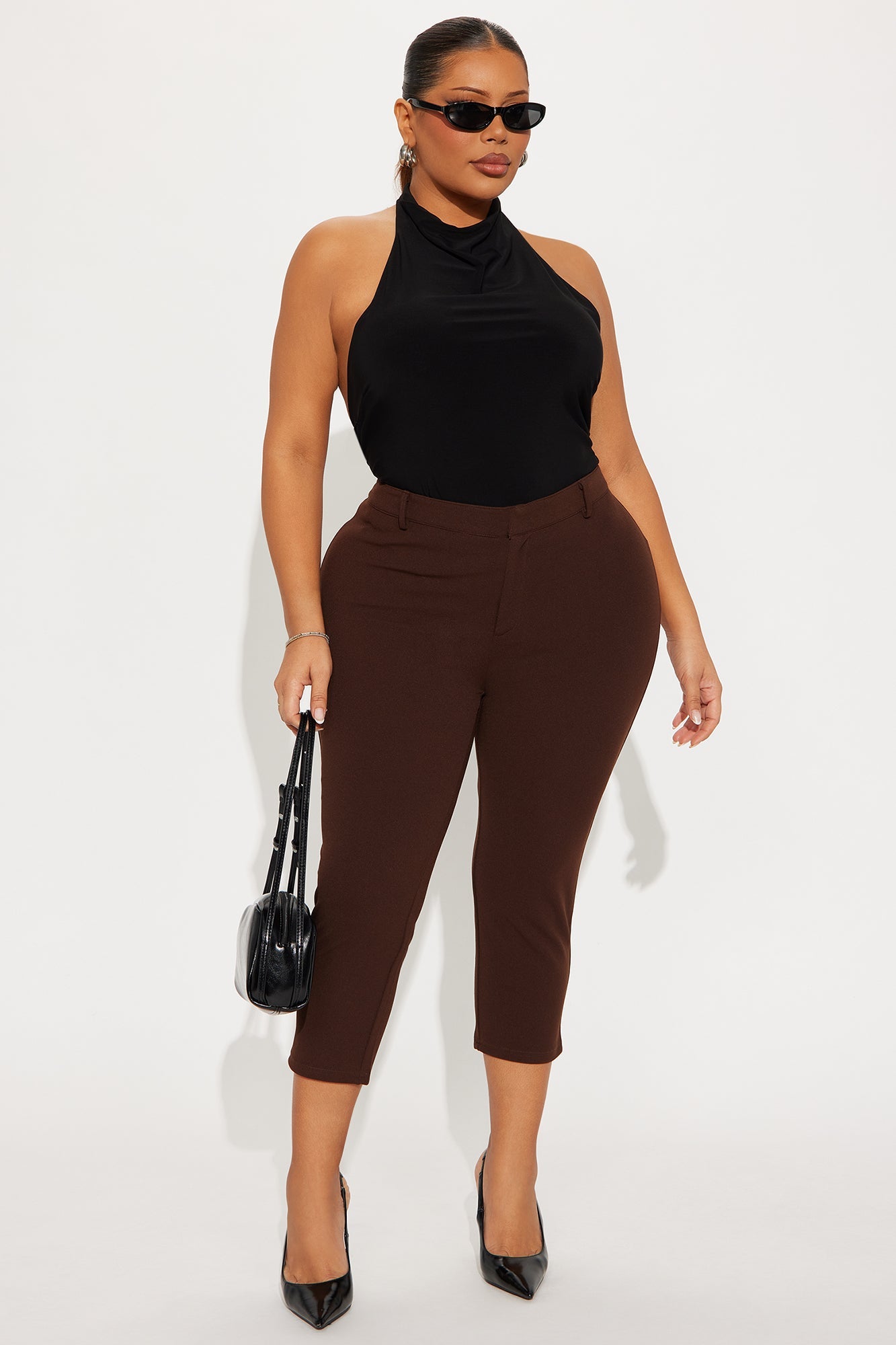 Under One Condition Crepe Capri Pant - Chocolate