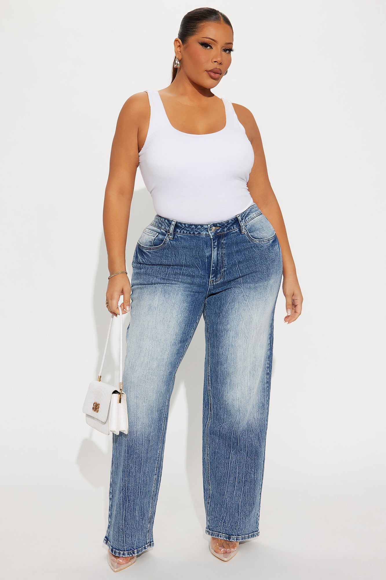 Highs And Lows Stretch Straight Leg Jeans - Medium Wash