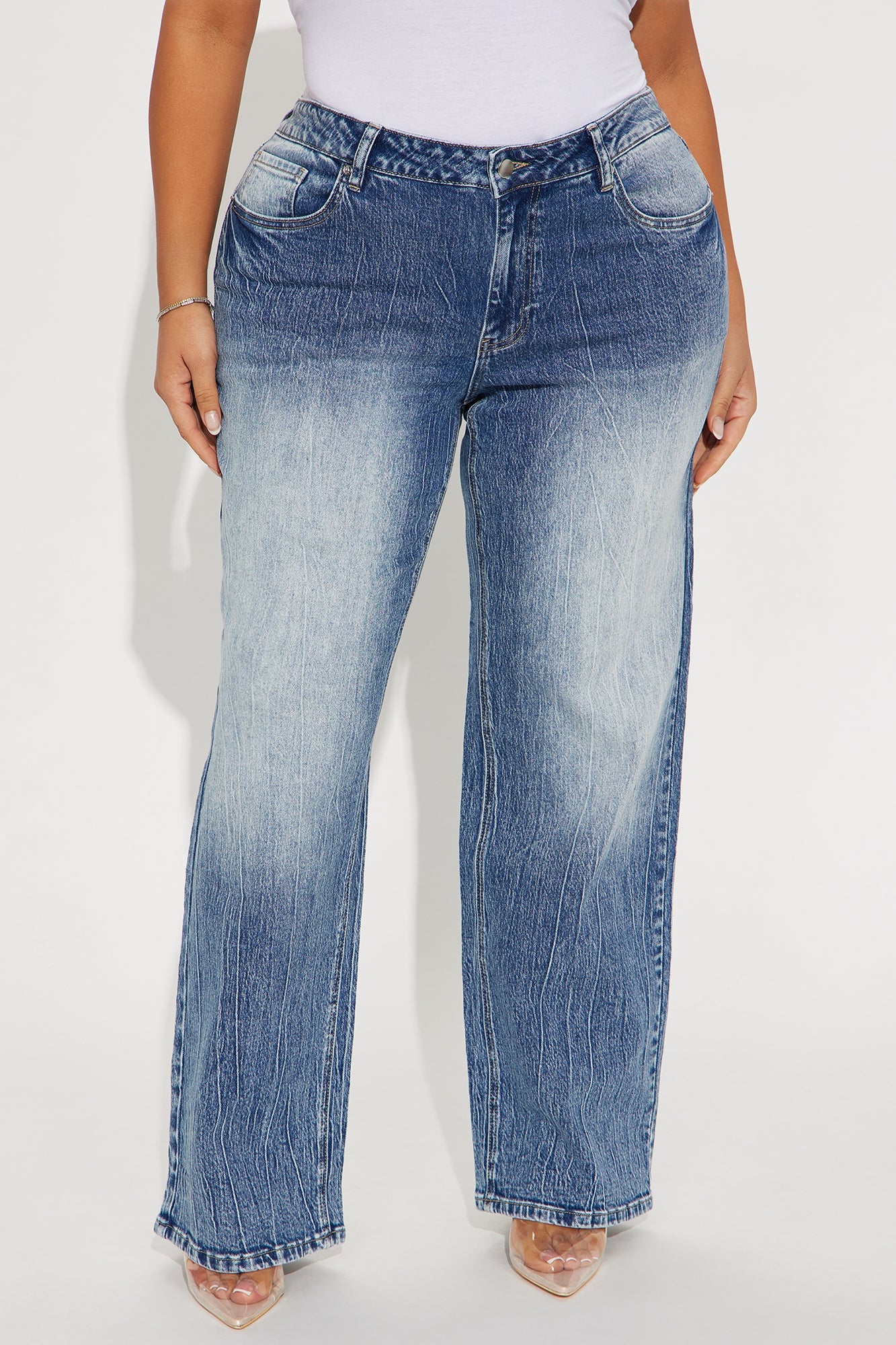 Highs And Lows Stretch Straight Leg Jeans - Medium Wash