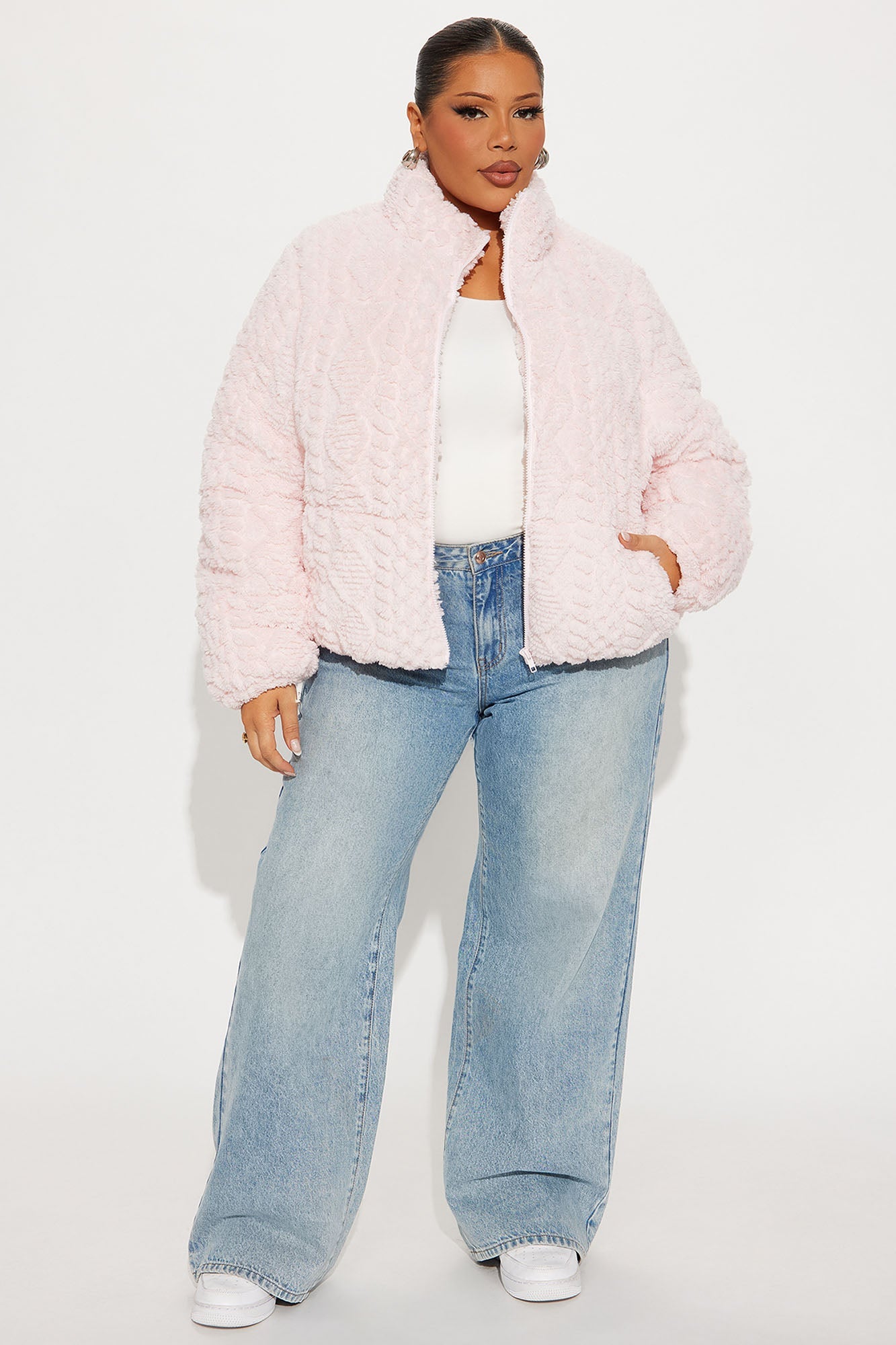 Cozy Dreams Sherpa Puffer Jacket - Light Pink