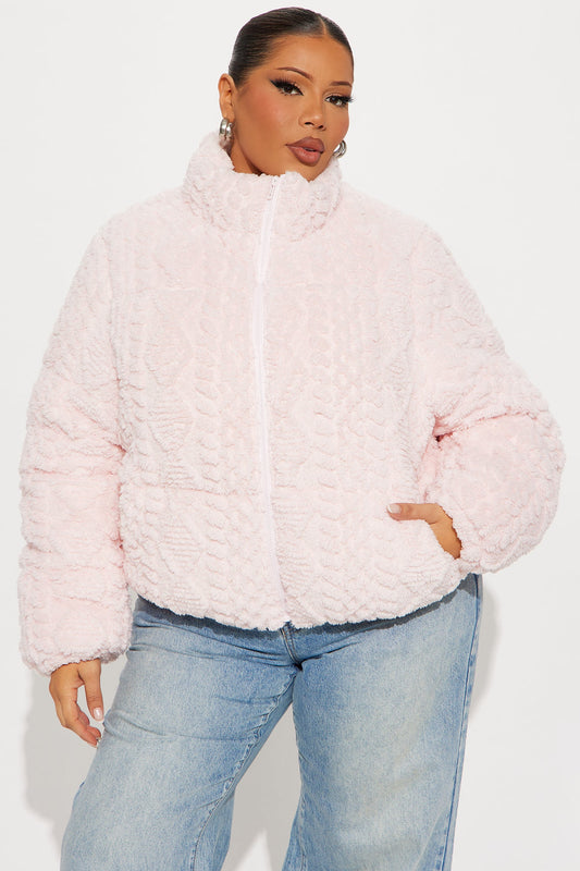 Cozy Dreams Sherpa Puffer Jacket - Light Pink