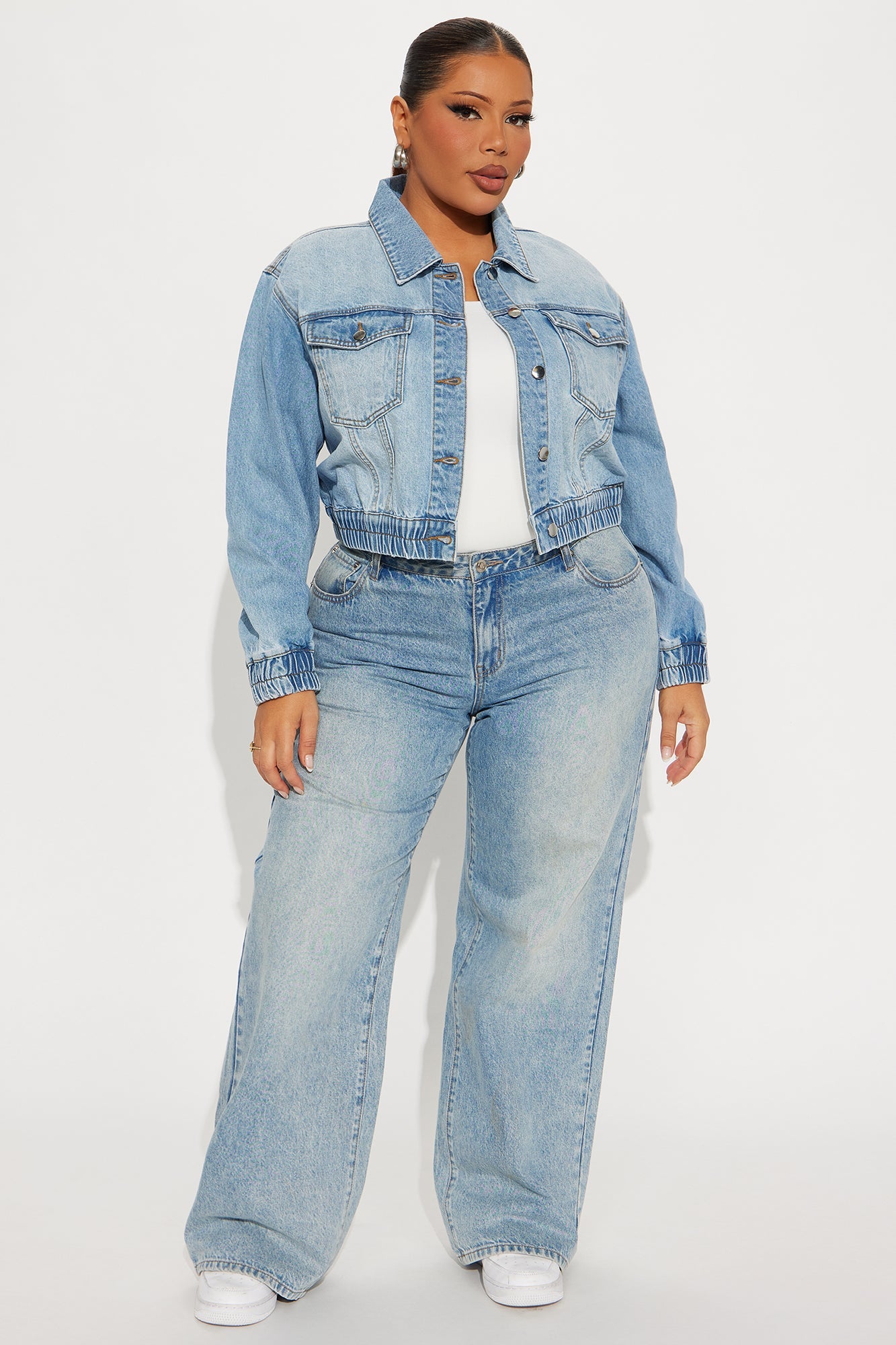 Iconic Cropped Denim Bomber Jacket - Light Wash