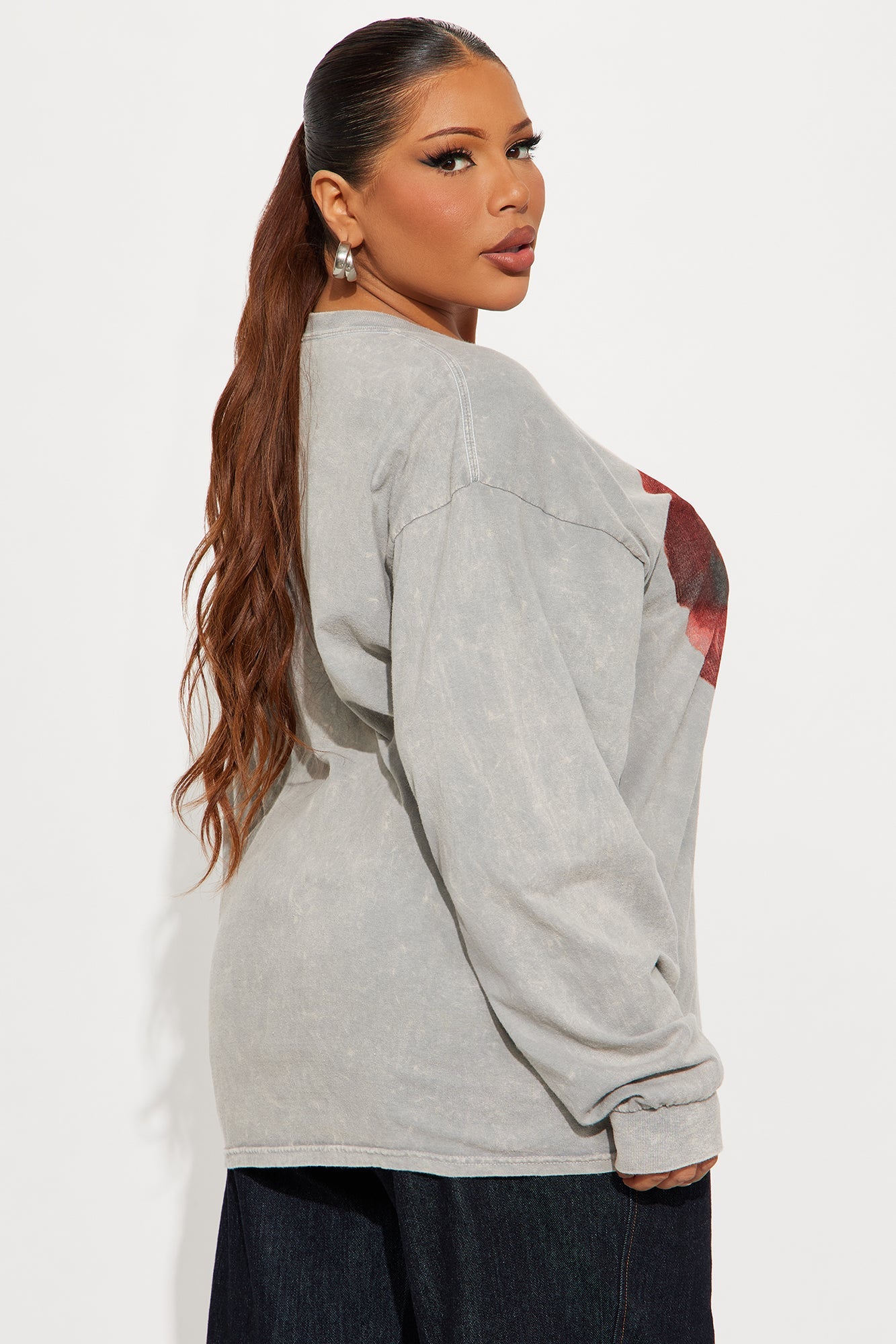 What A Gem Washed Long Sleeve Tee - Grey