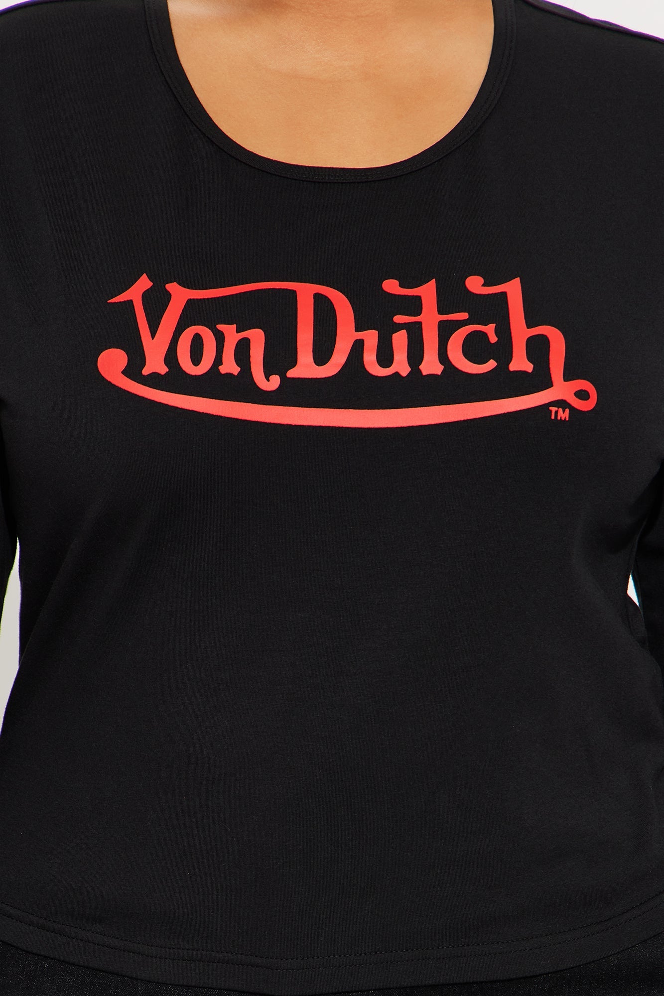 Von Dutch Long Sleeve Crew Neck Baby Tee - Black