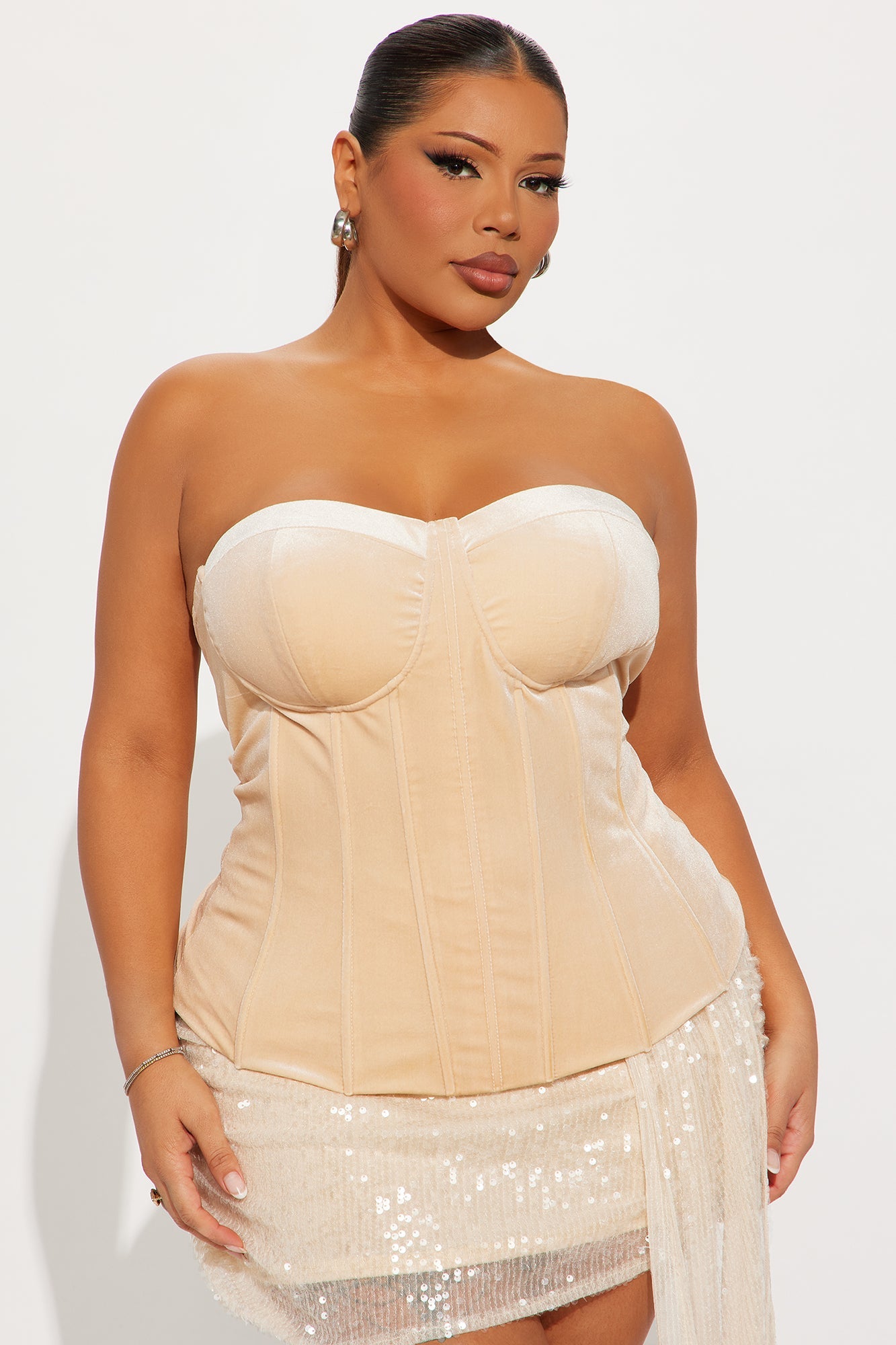 Robbie Strapless Corset Top - Champagne