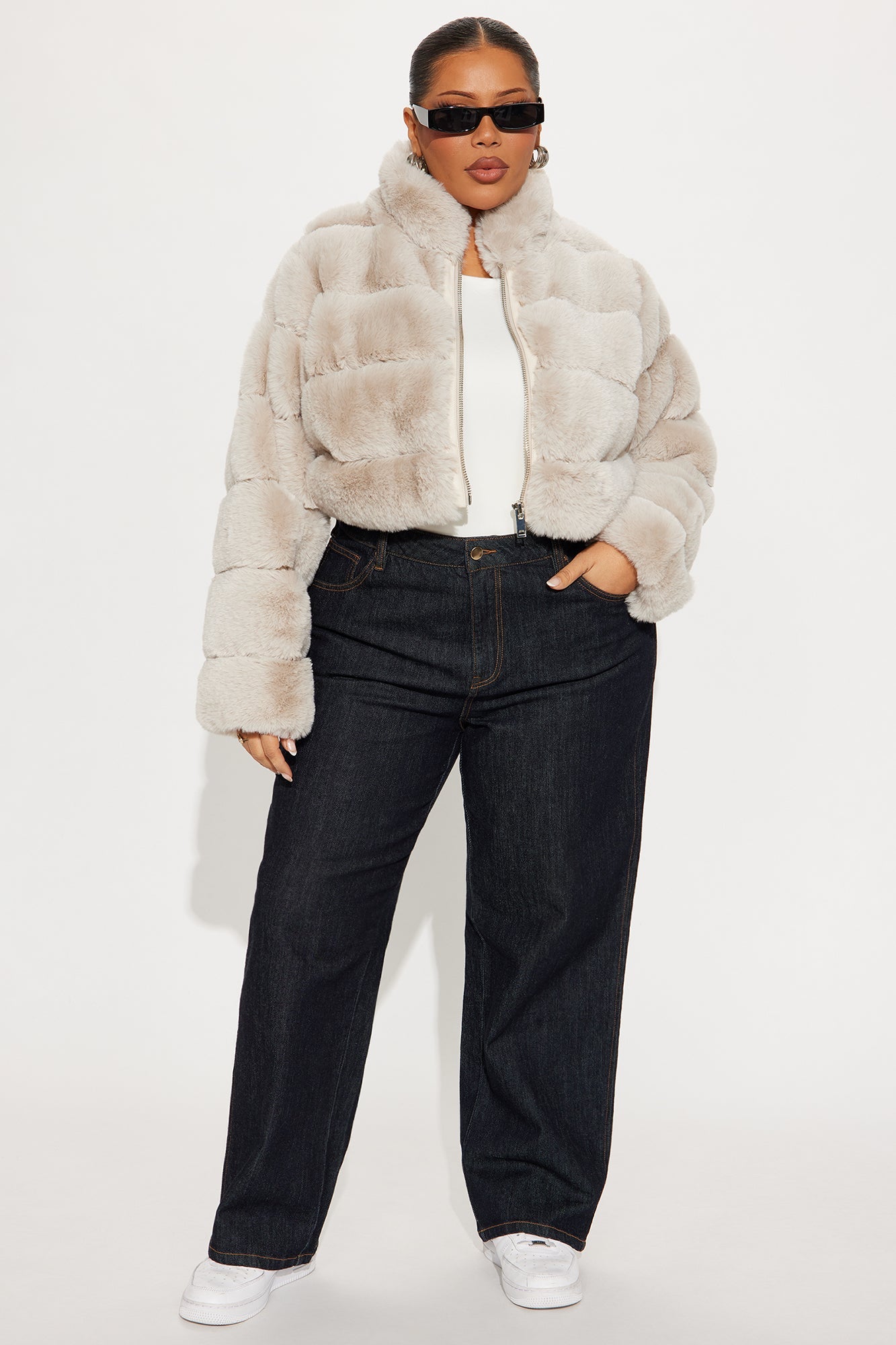 Ella Faux Fur Jacket - Stone