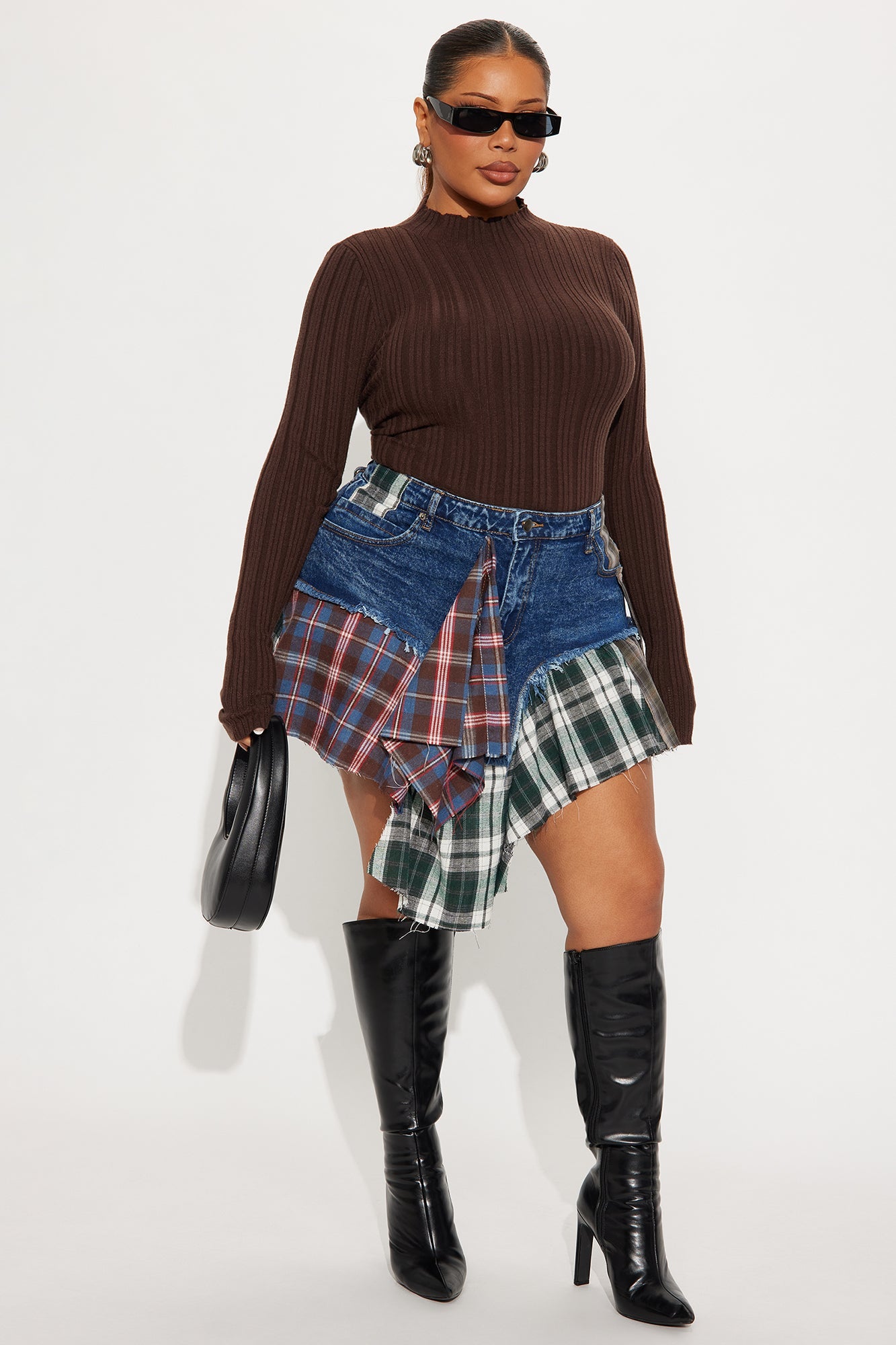 Rad In Plaid Skirt - Dark Wash