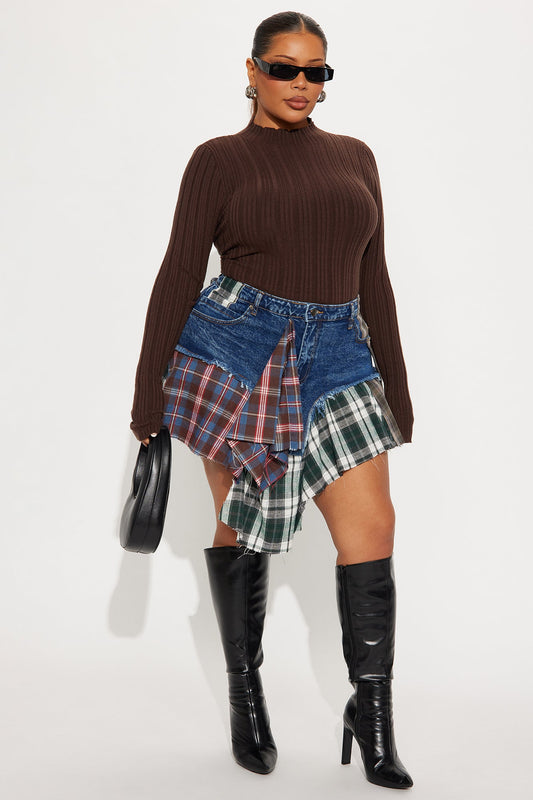 Rad In Plaid Skirt - Dark Wash