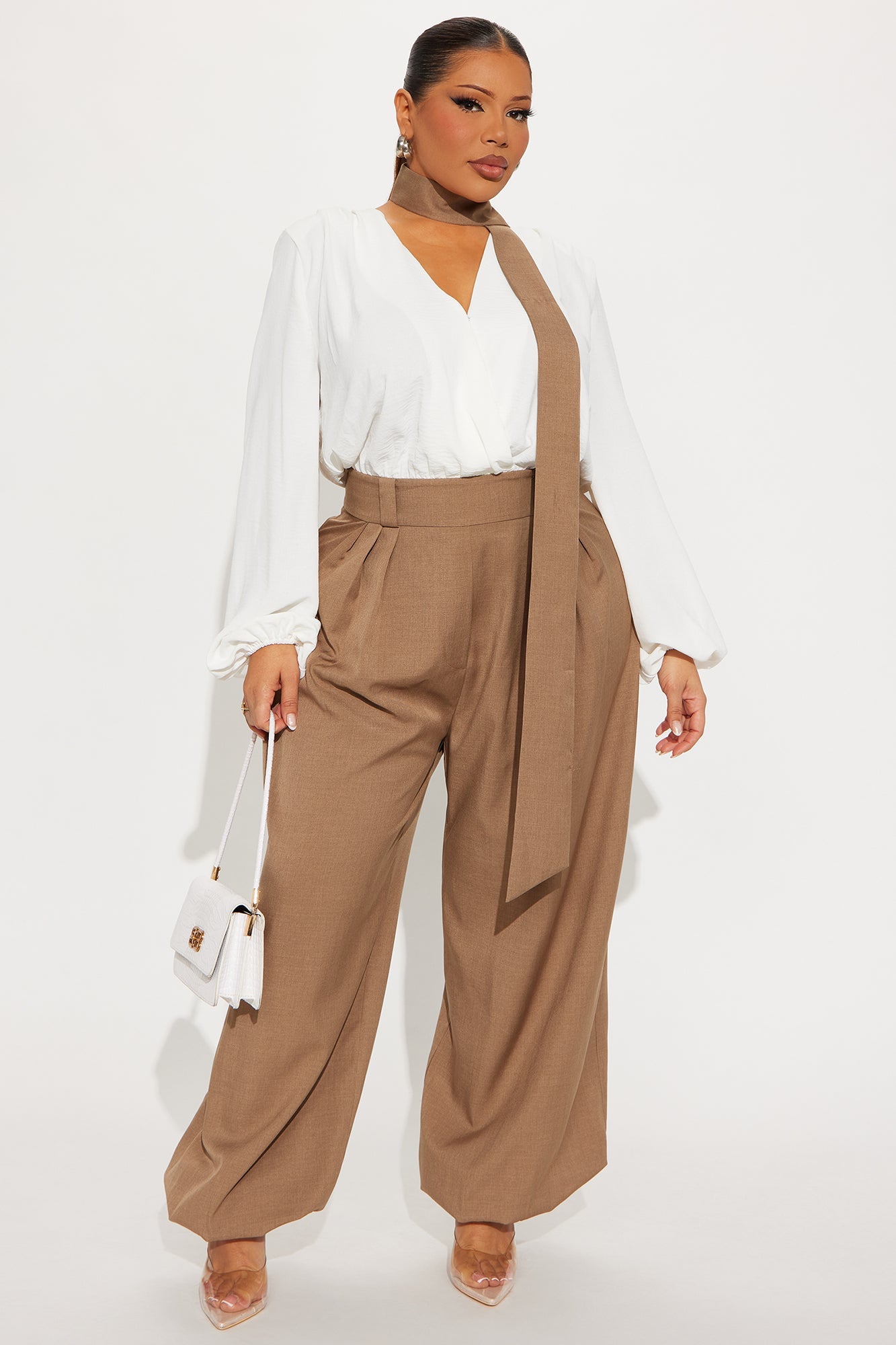 Chaney Chic Balloon Wide Leg Jumpsuit - Brown/combo