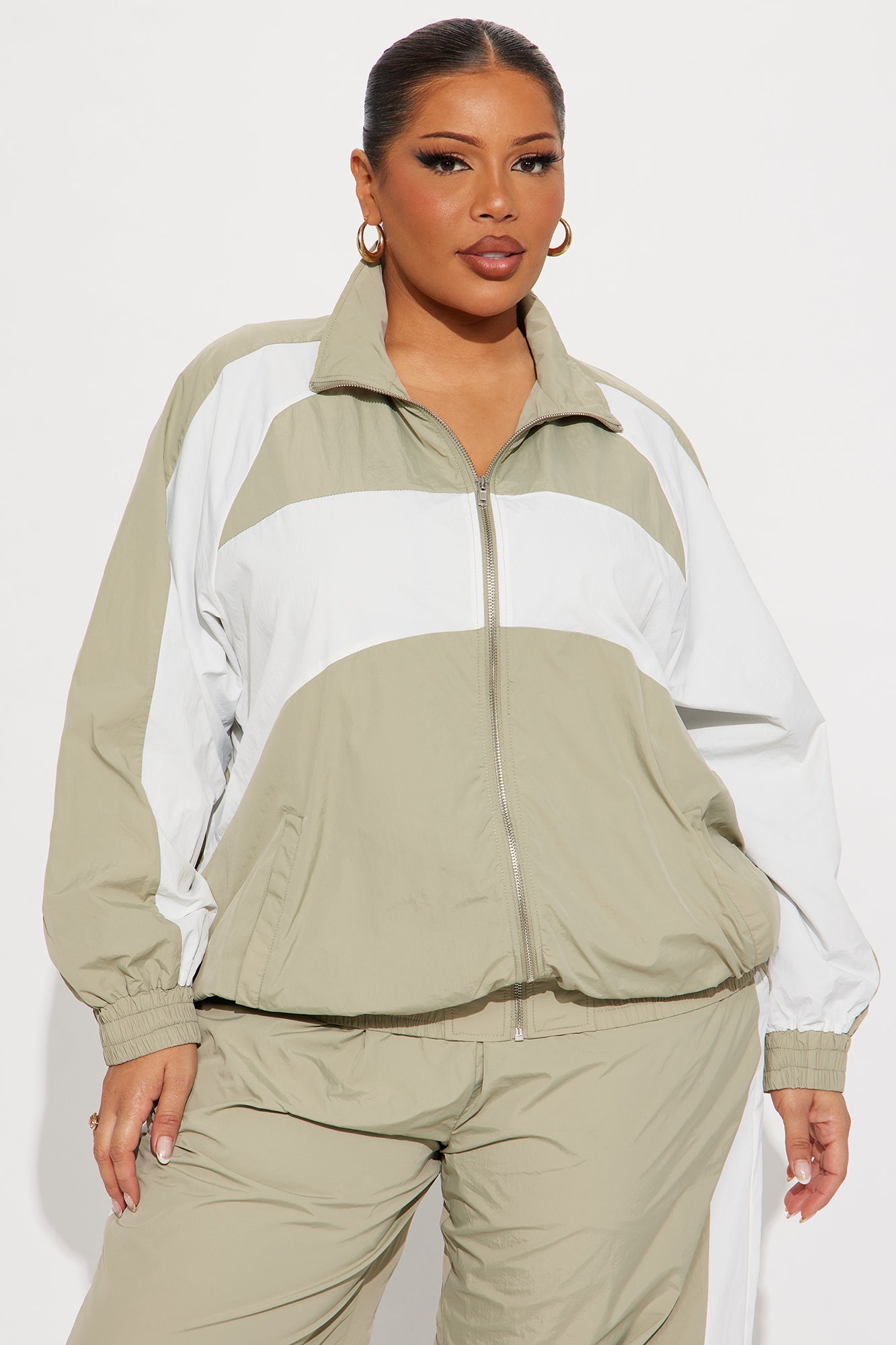 Off The Track Windbreaker Jogger Pant Set - Sage