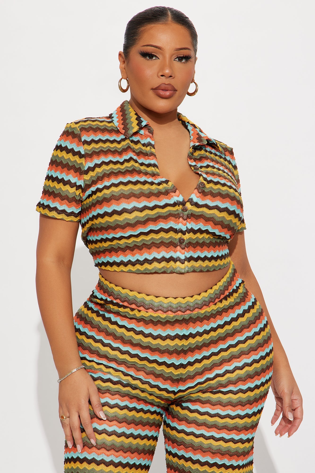 Wavy Baby Crochet Pant Set - Brown/combo