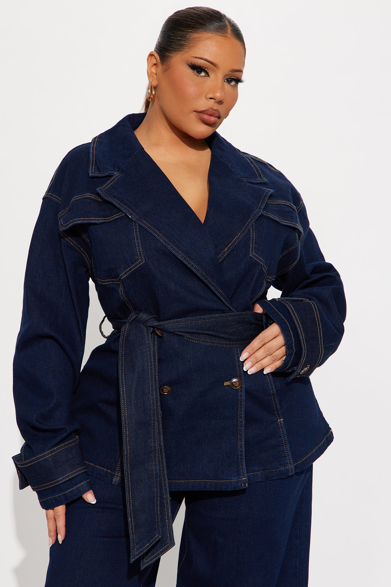 In The Trench Denim Pant Set - Dark Wash