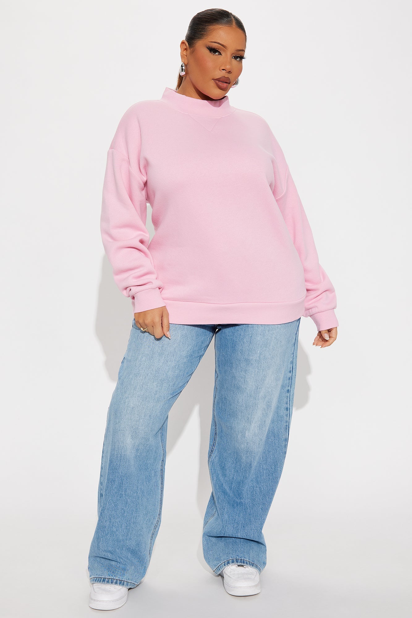 The Classic Mock Neck Sweatshirt - Pink