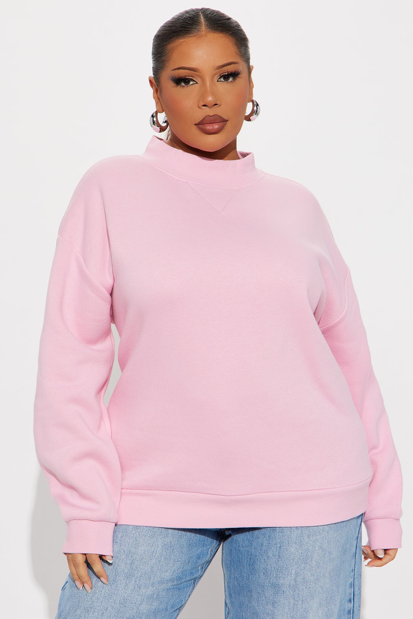 The Classic Mock Neck Sweatshirt - Pink