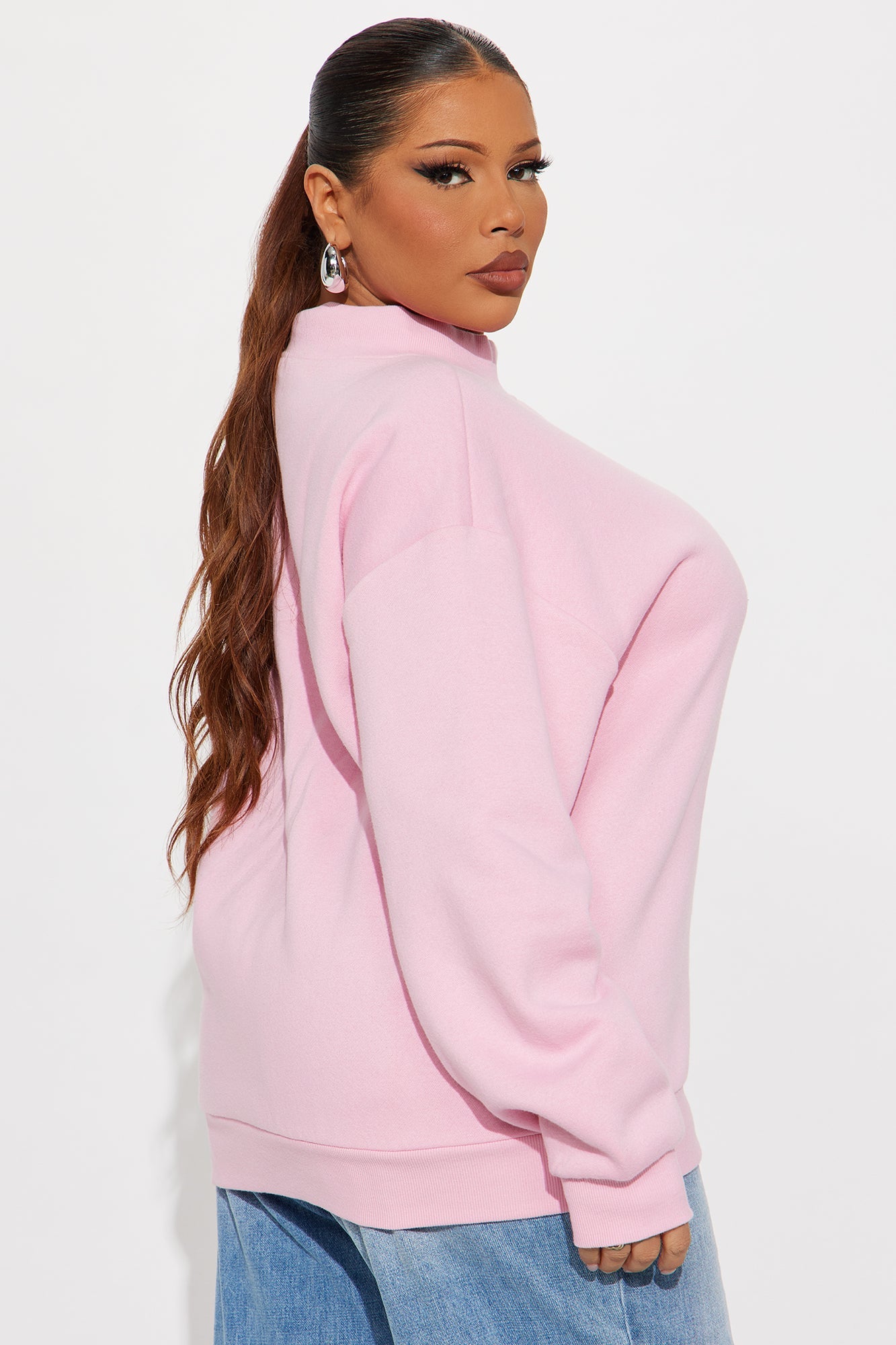 The Classic Mock Neck Sweatshirt - Pink