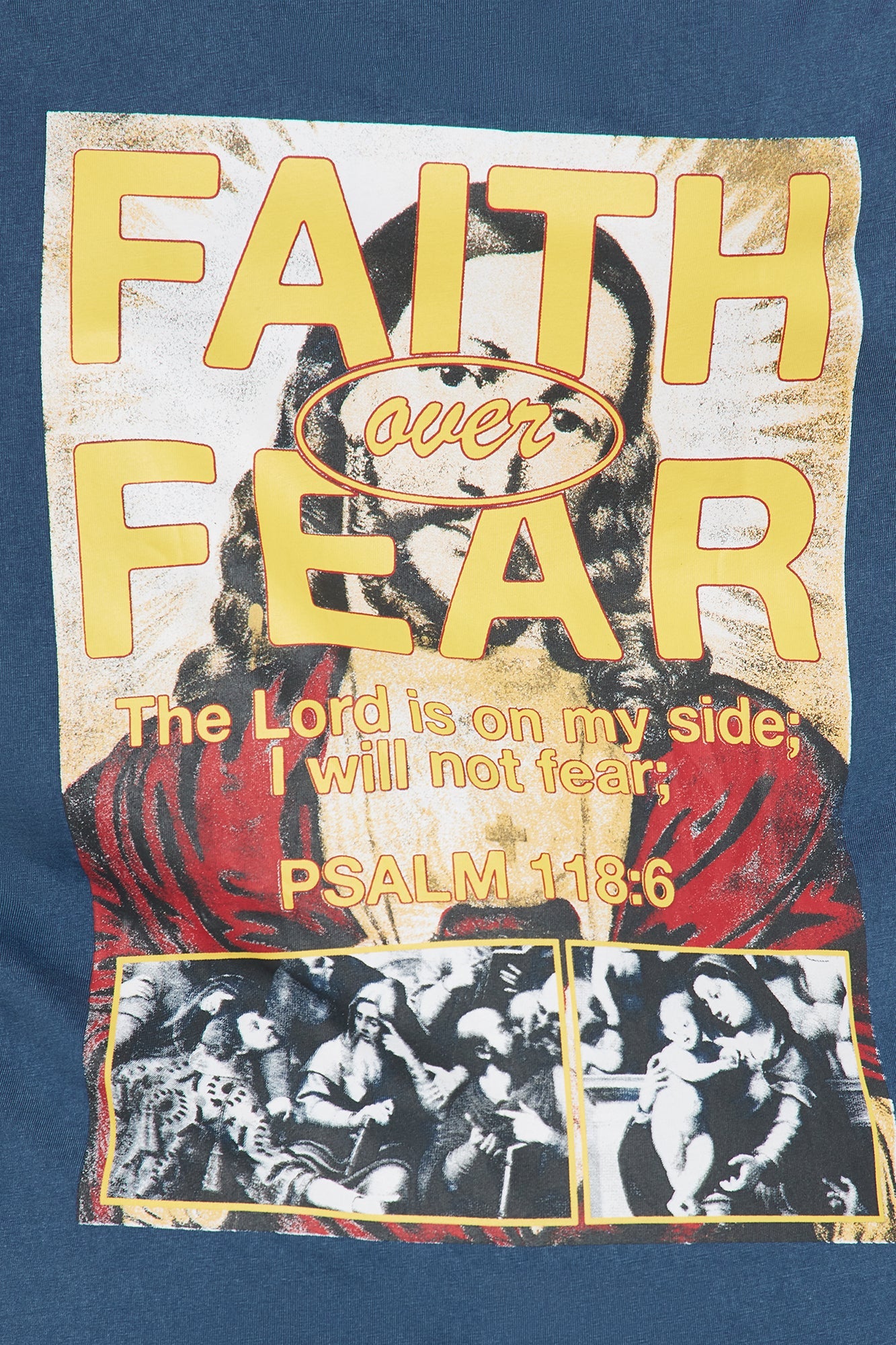 Faith Over Fear Oversize Long Sleeve Tee - Slate Blue