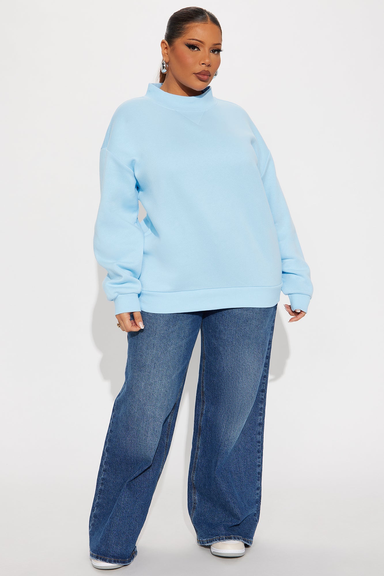 The Classic Mock Neck Sweatshirt - Light Blue