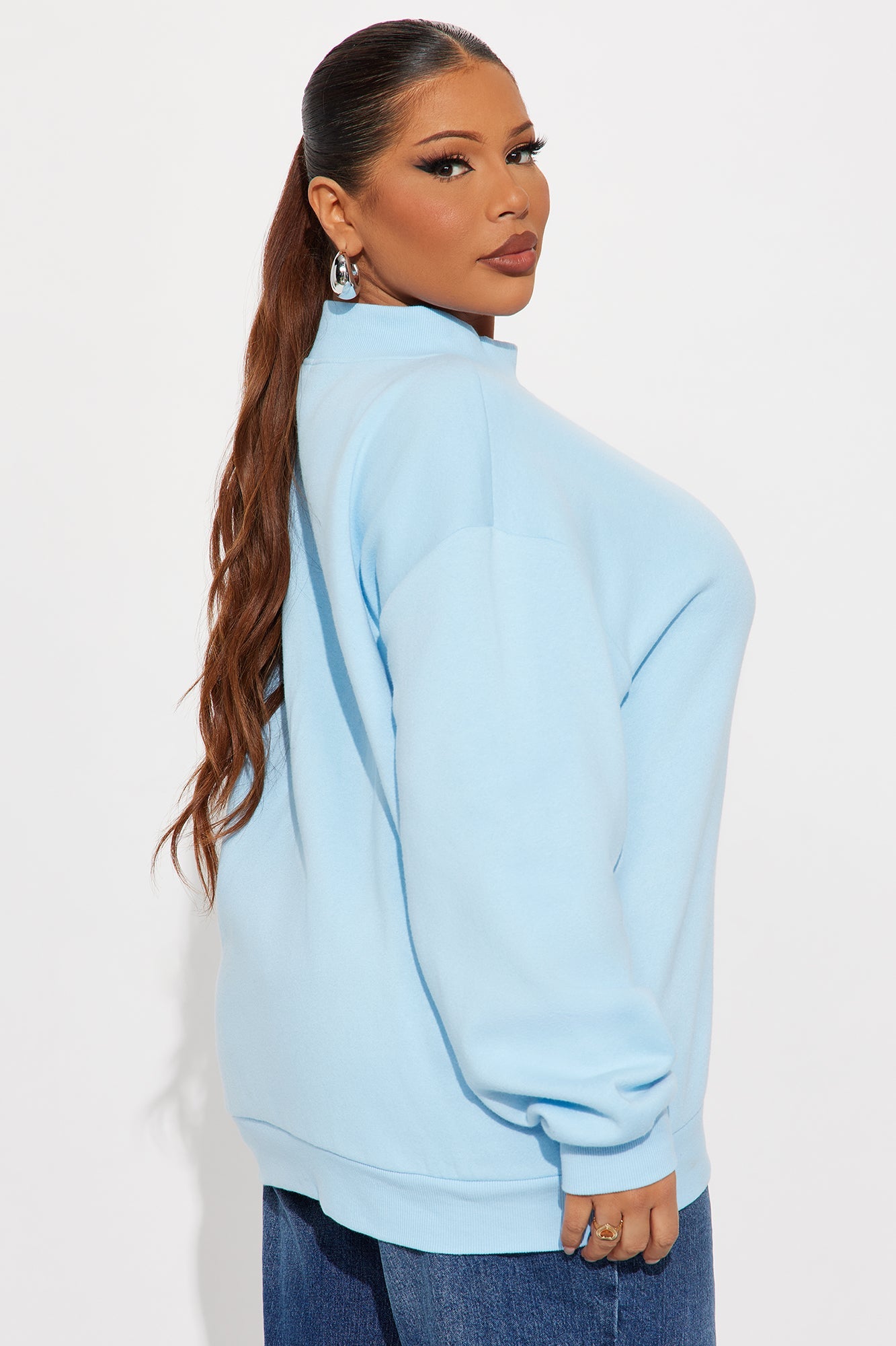 The Classic Mock Neck Sweatshirt - Light Blue