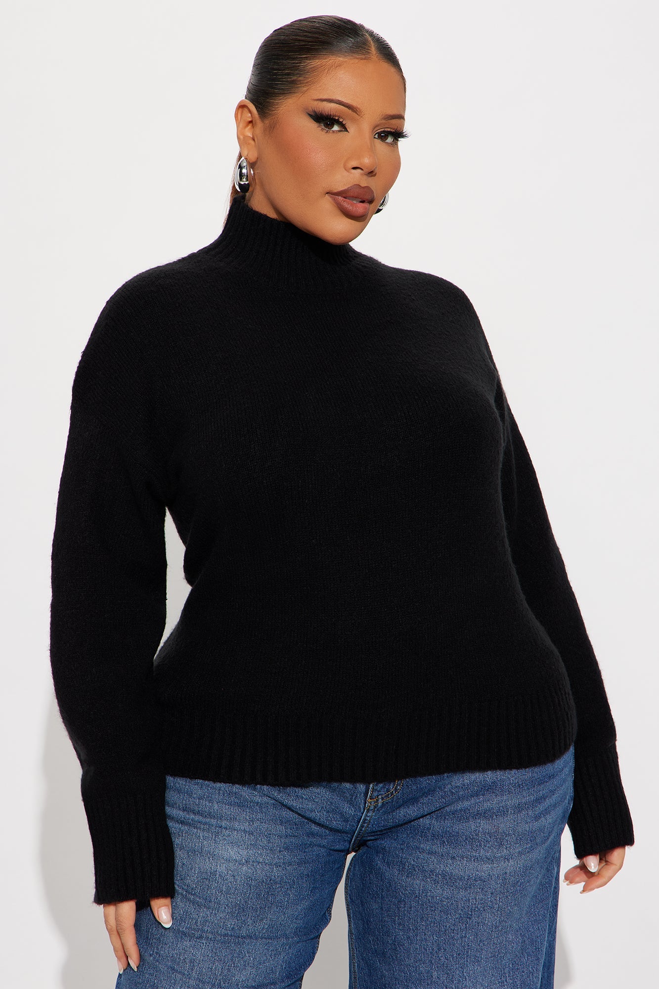 Jesse Mock Neck Sweater - Black