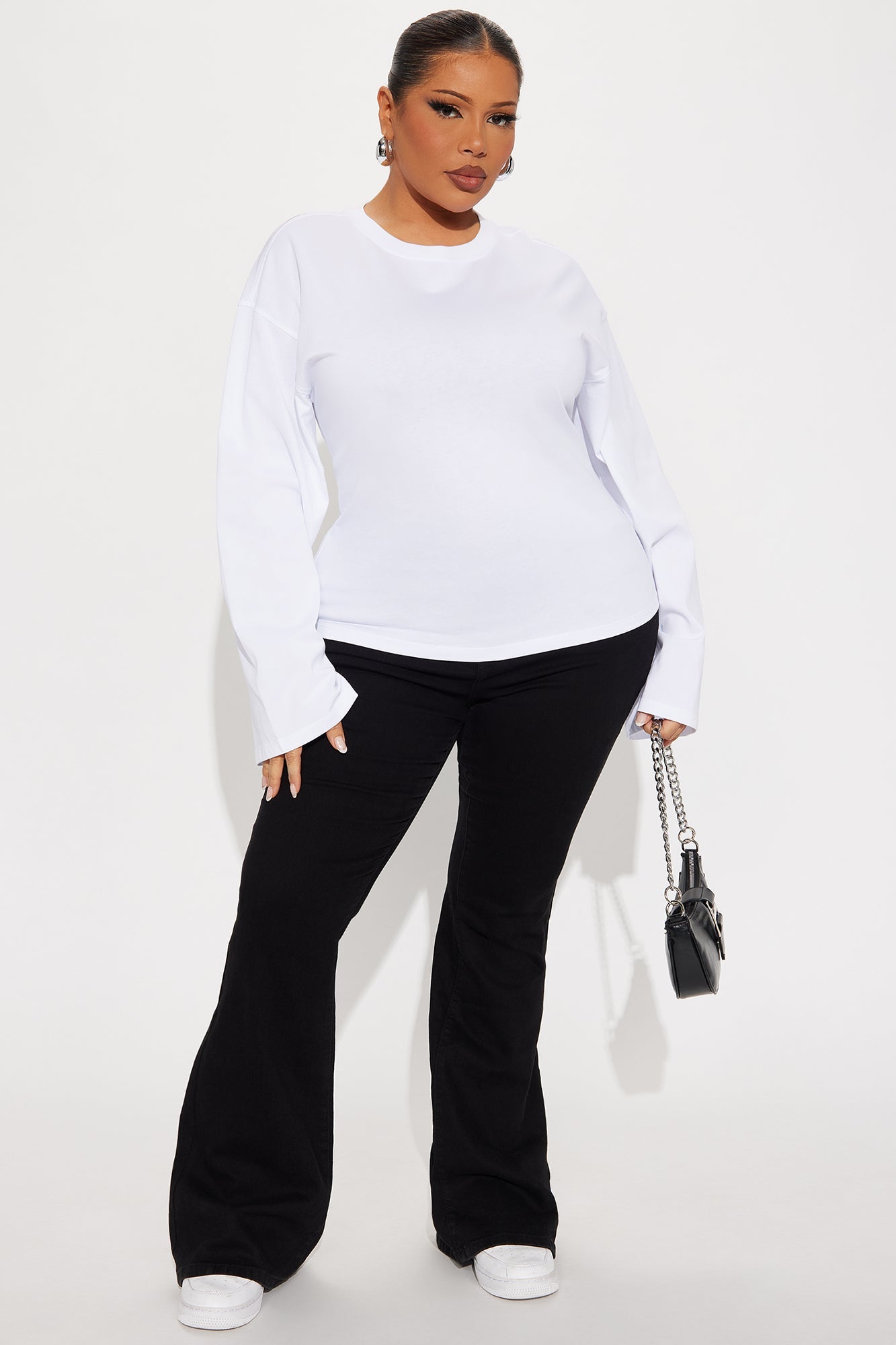 Jayden Fitted Shirt Long Sleeve T-Shirt - White