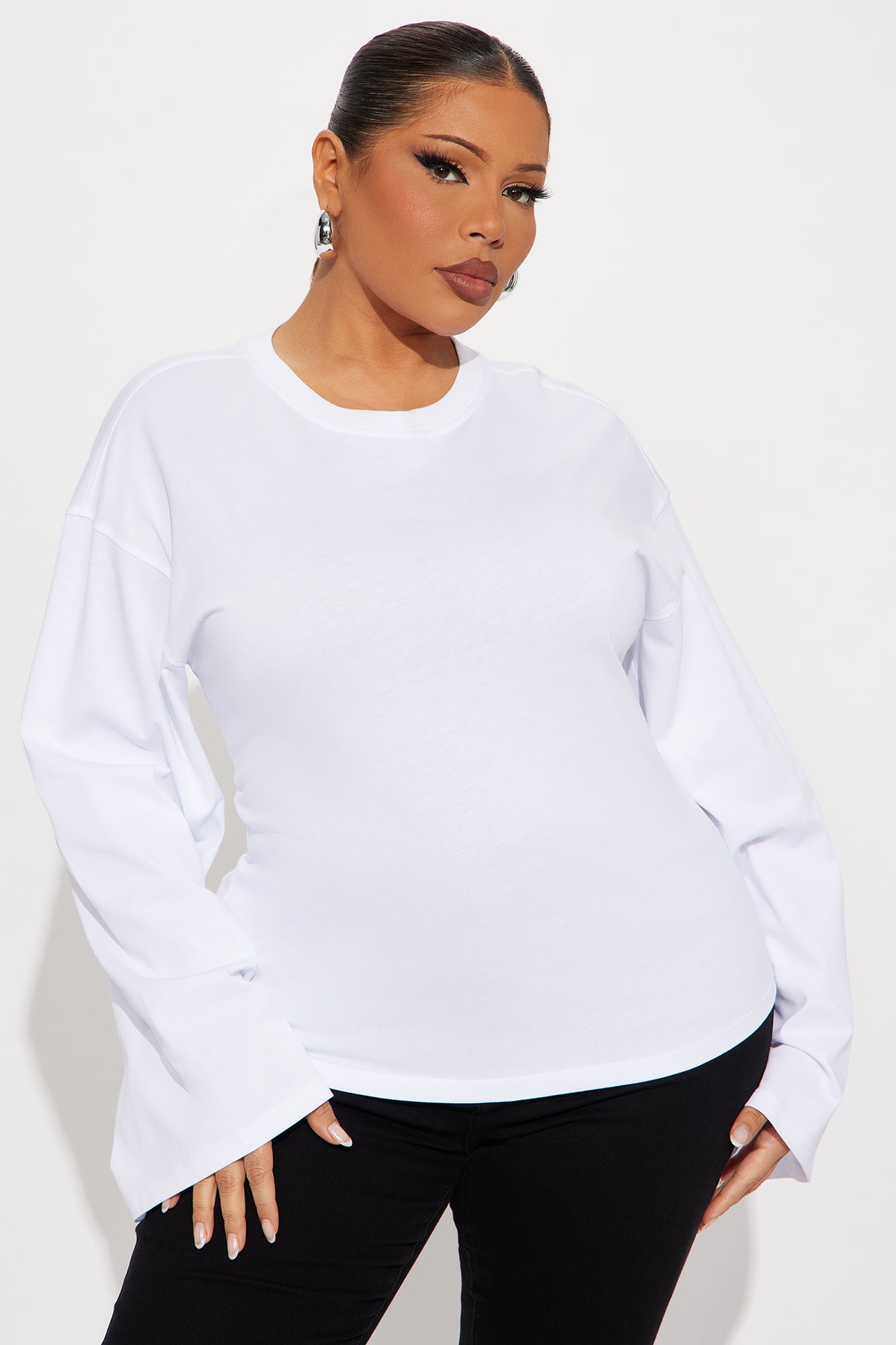 Jayden Fitted Shirt Long Sleeve T-Shirt - White