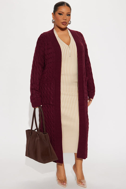 Every Day Strut Cardigan Sweater - Burgundy
