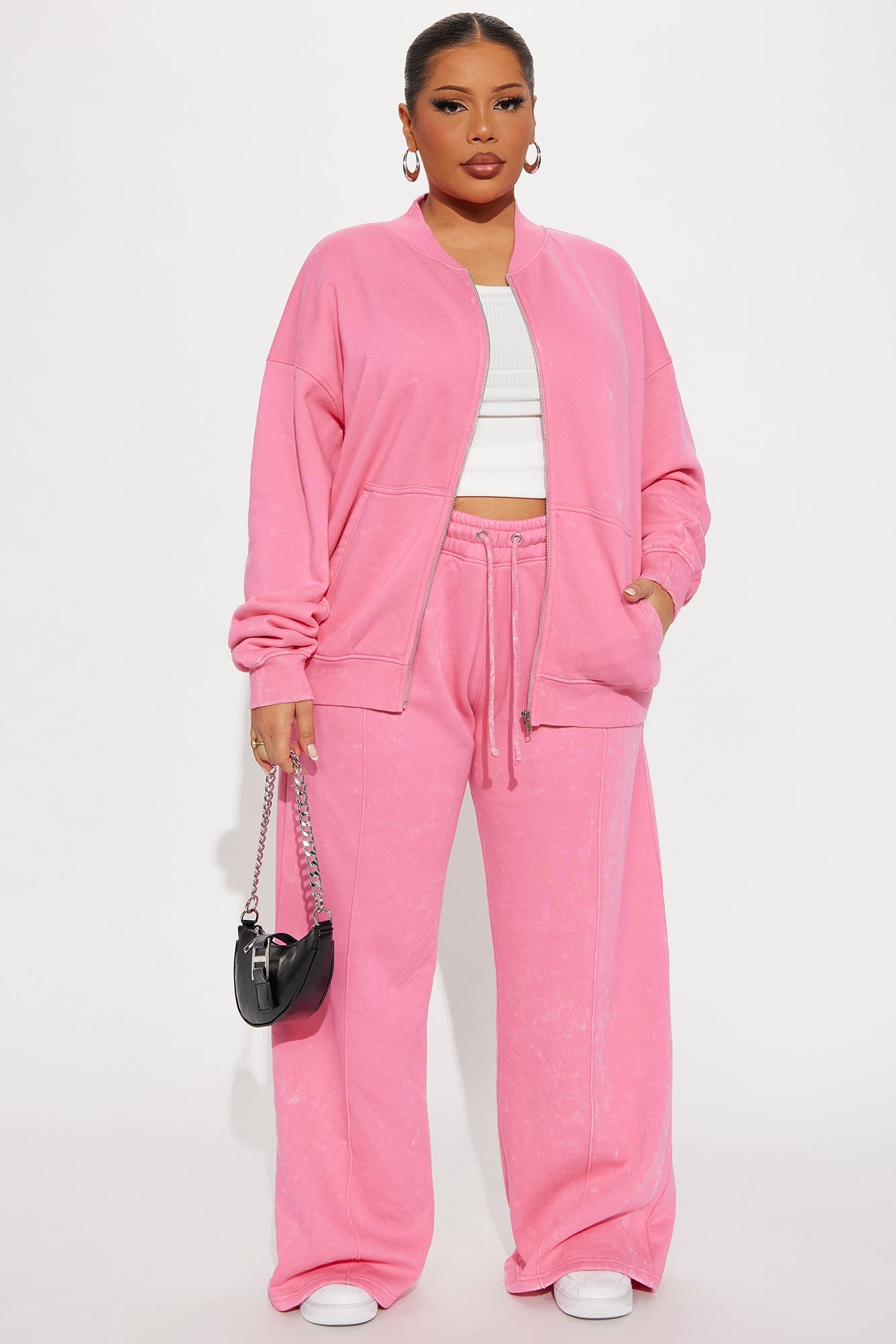 Ines Washed Fleece Lounge Jacket - Pink