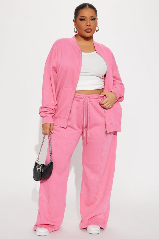 Ines Washed Fleece Lounge Pant - Pink