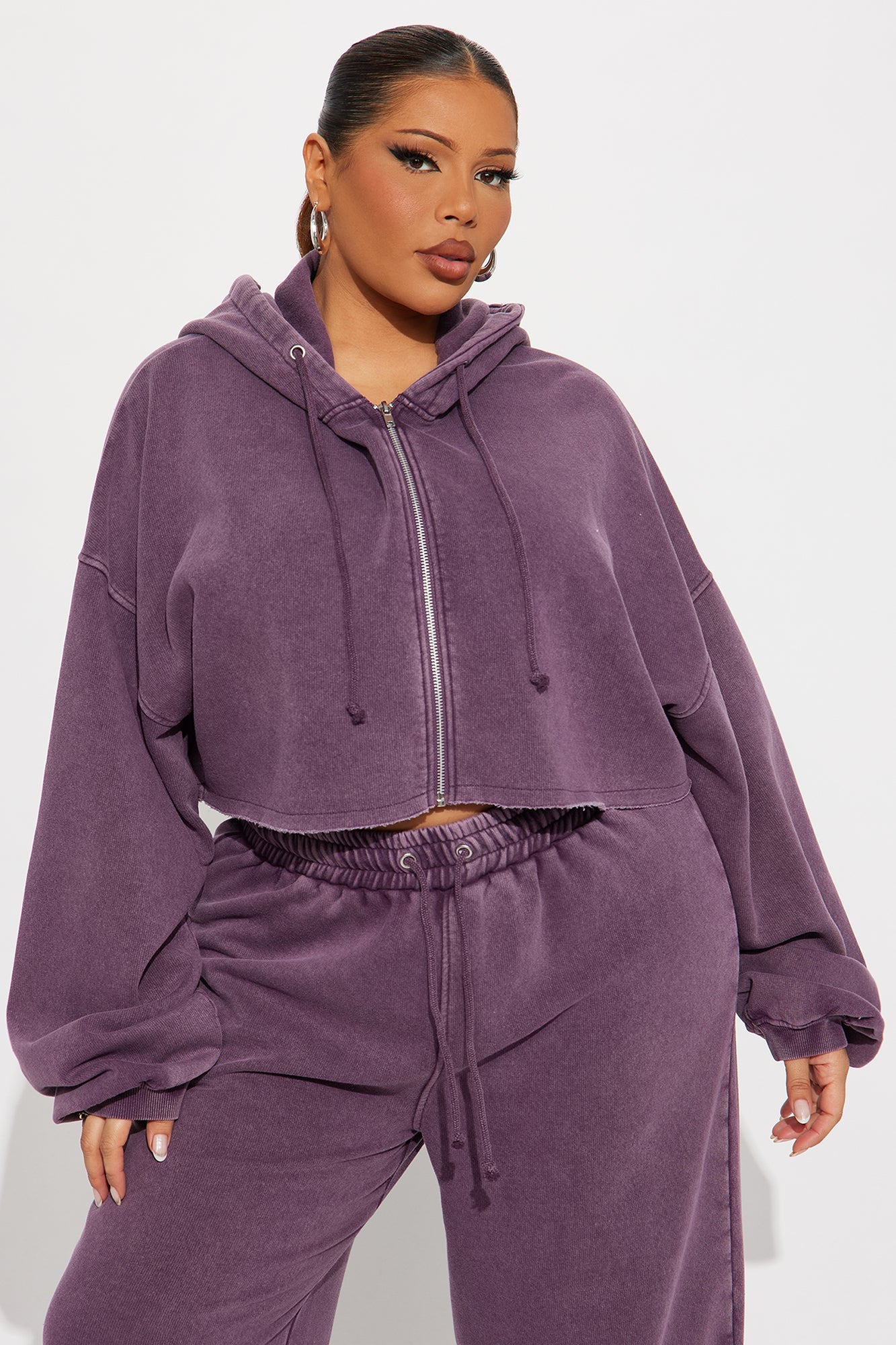 On The Go Fleece Pant Set - Purple