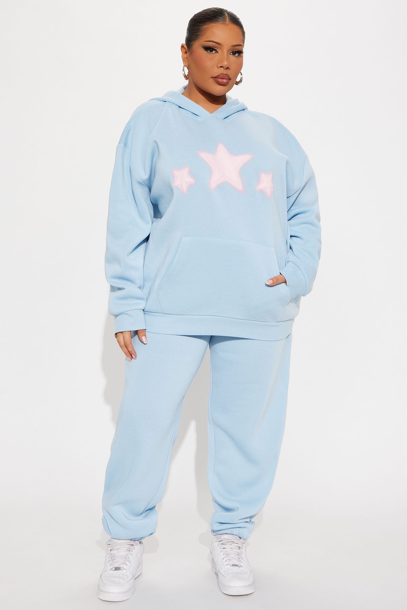 Star Gazer Fleece Pant Set - Light Blue