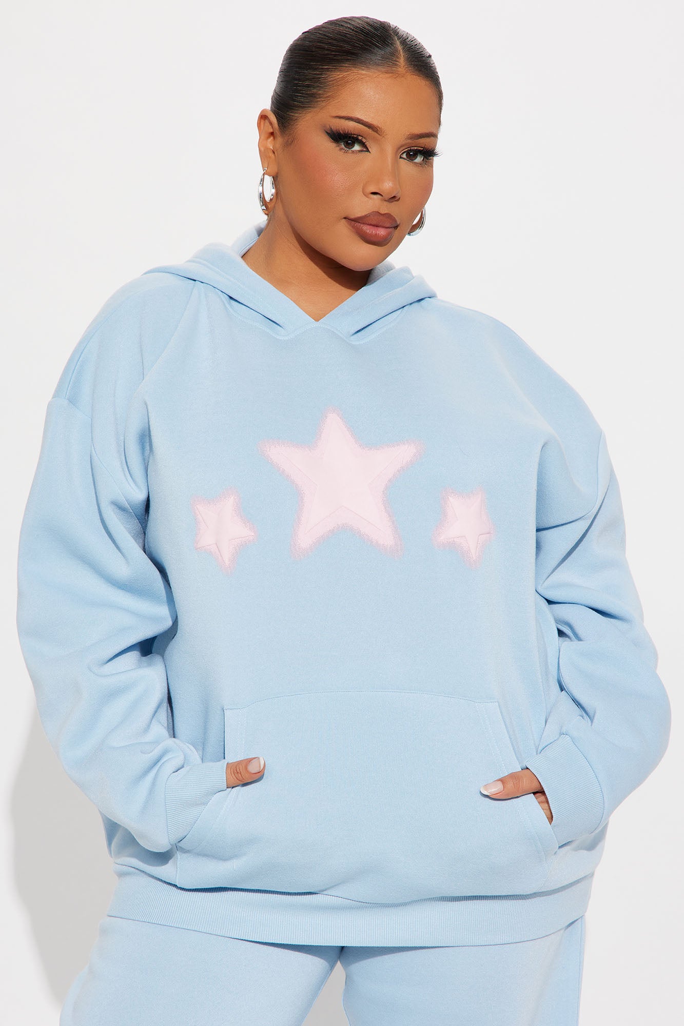 Star Gazer Fleece Pant Set - Light Blue