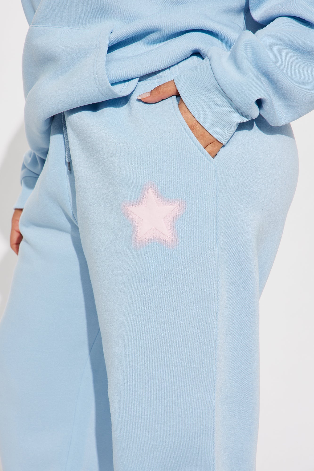 Star Gazer Fleece Pant Set - Light Blue