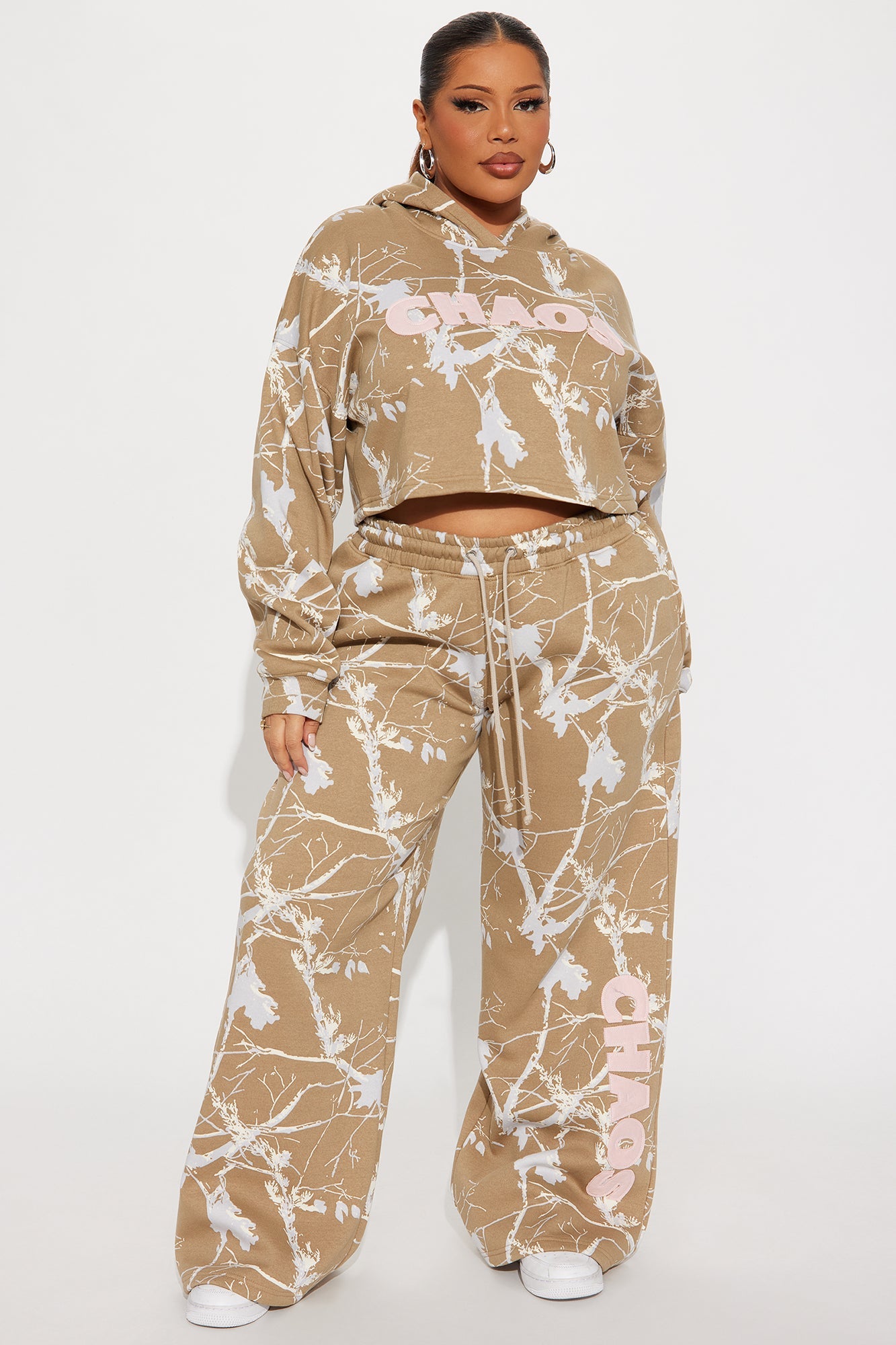 Chaos Camo Fleece Pant Set - Taupe