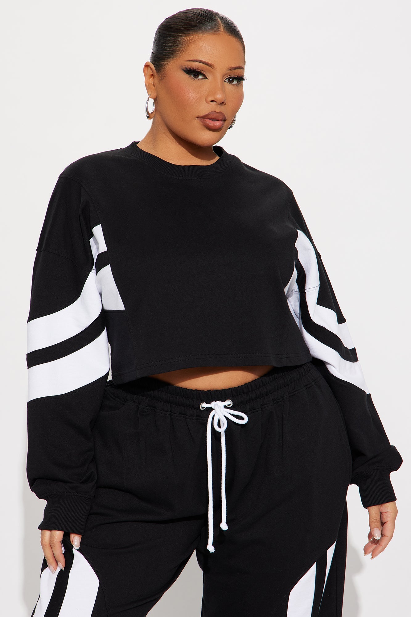 Leiona French Terry Pant Set - Black/White