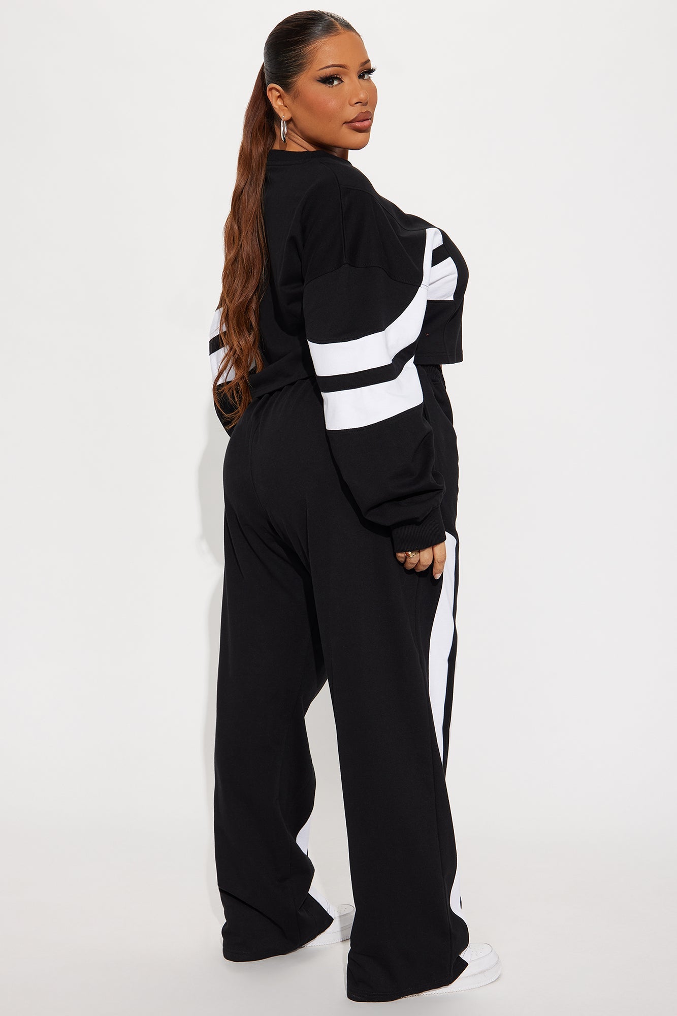 Leiona French Terry Pant Set - Black/White