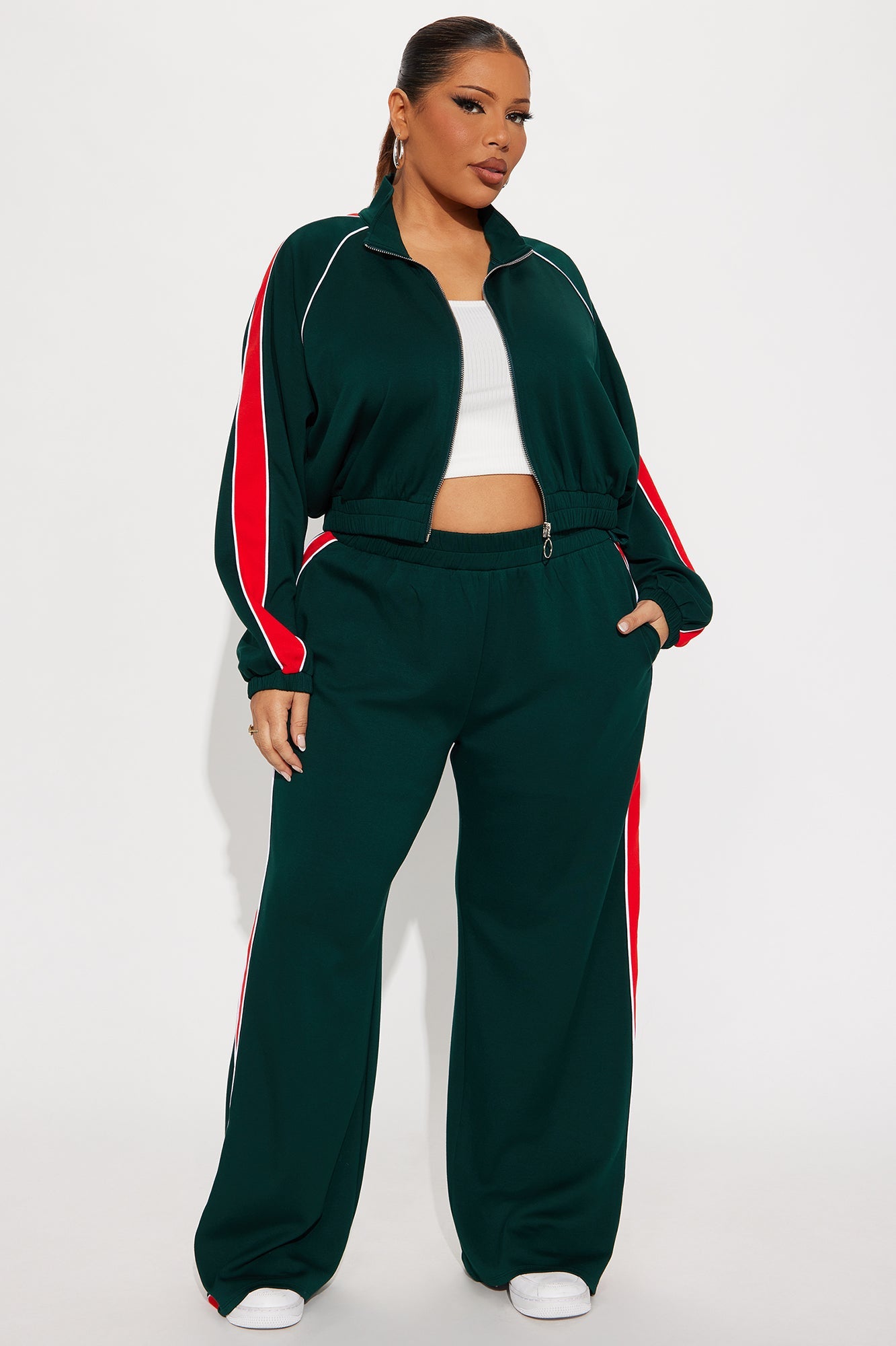 In Motion Mock Neck Lounge Pant Set - Hunter