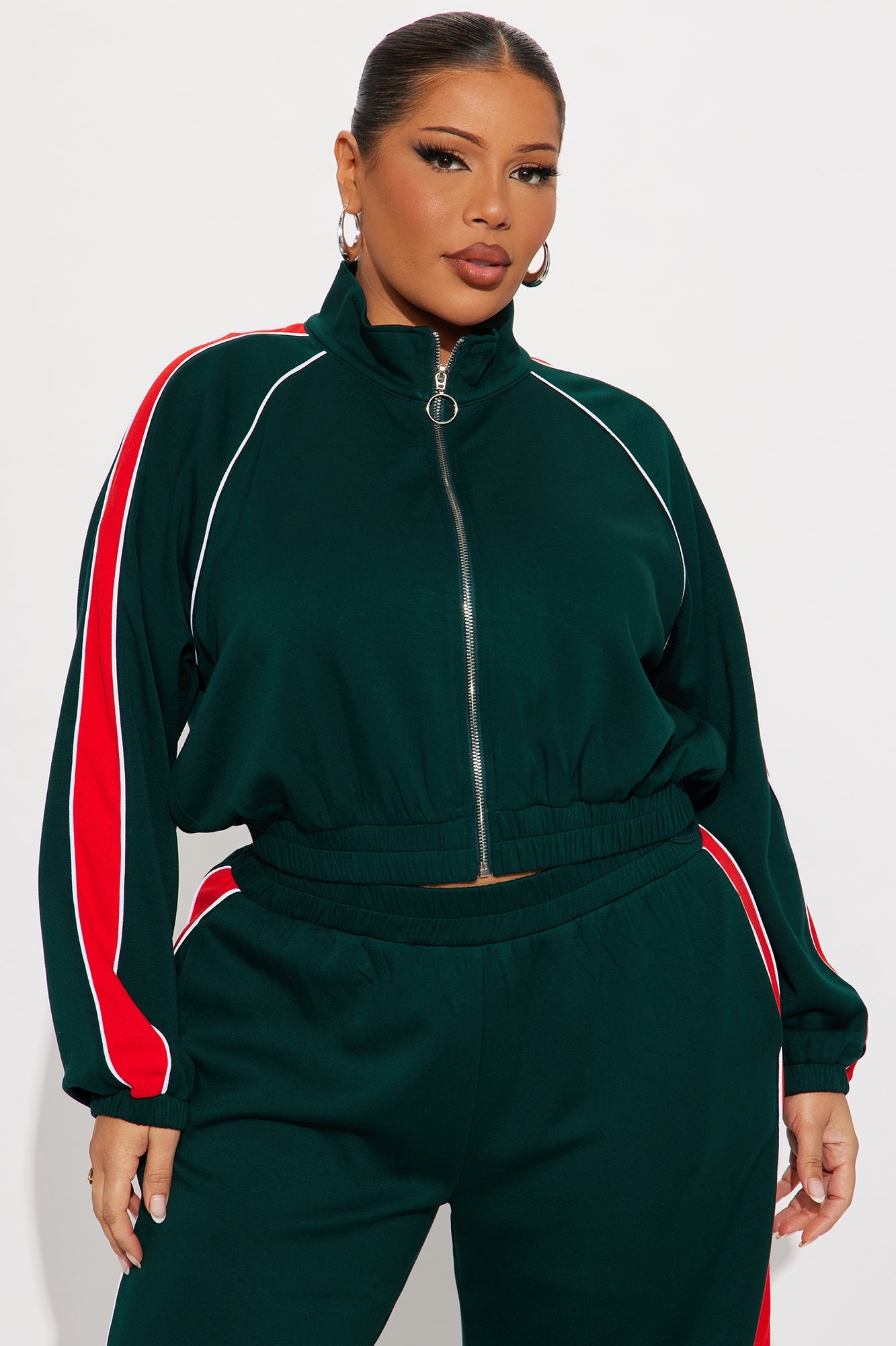 In Motion Mock Neck Lounge Pant Set - Hunter